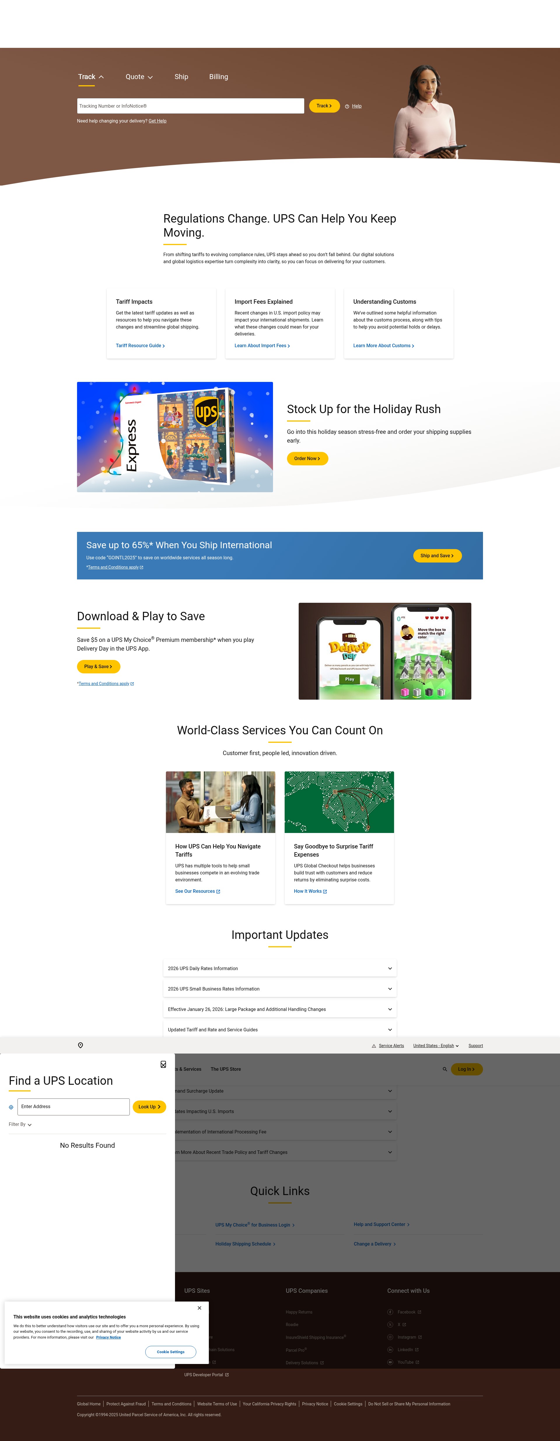 Screenshot of ups.com