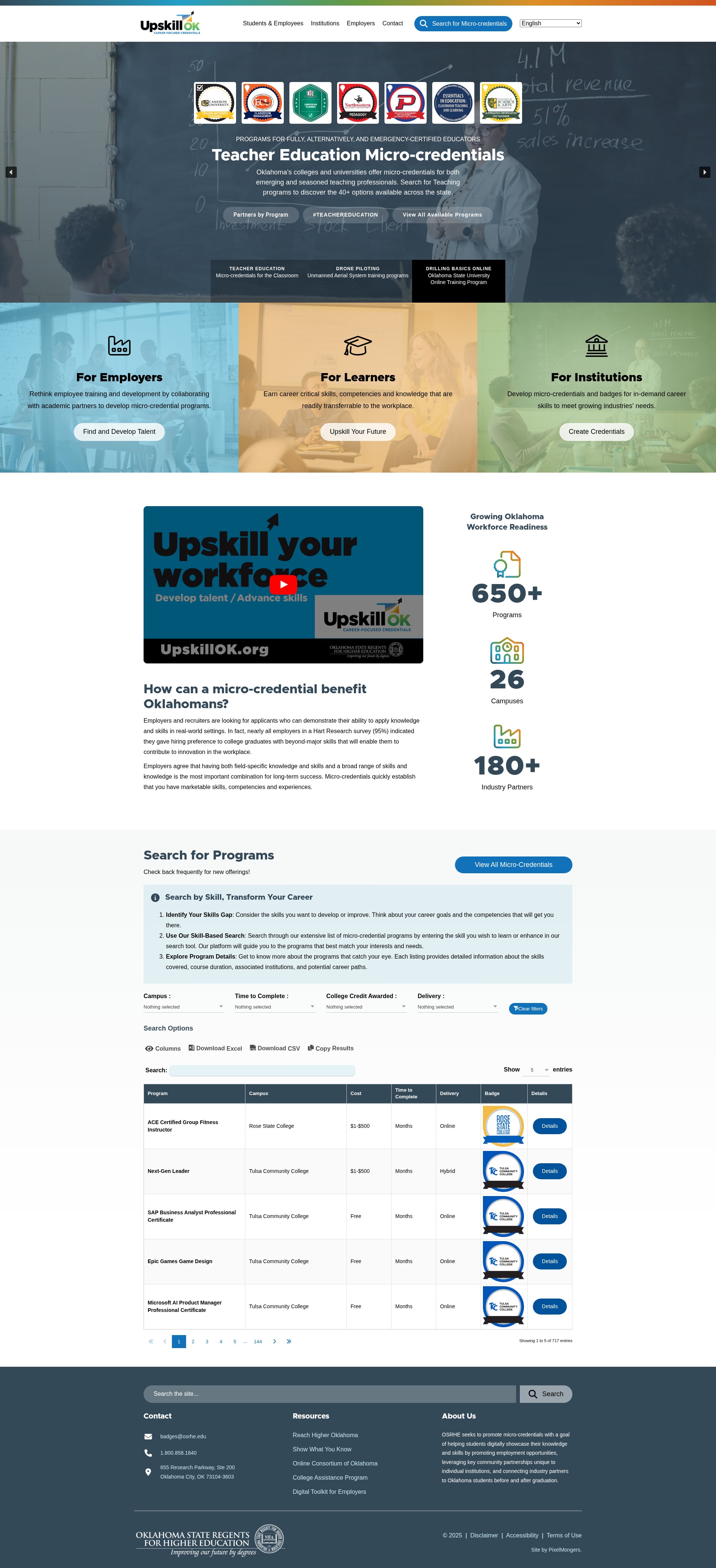 Screenshot of upskillok.org