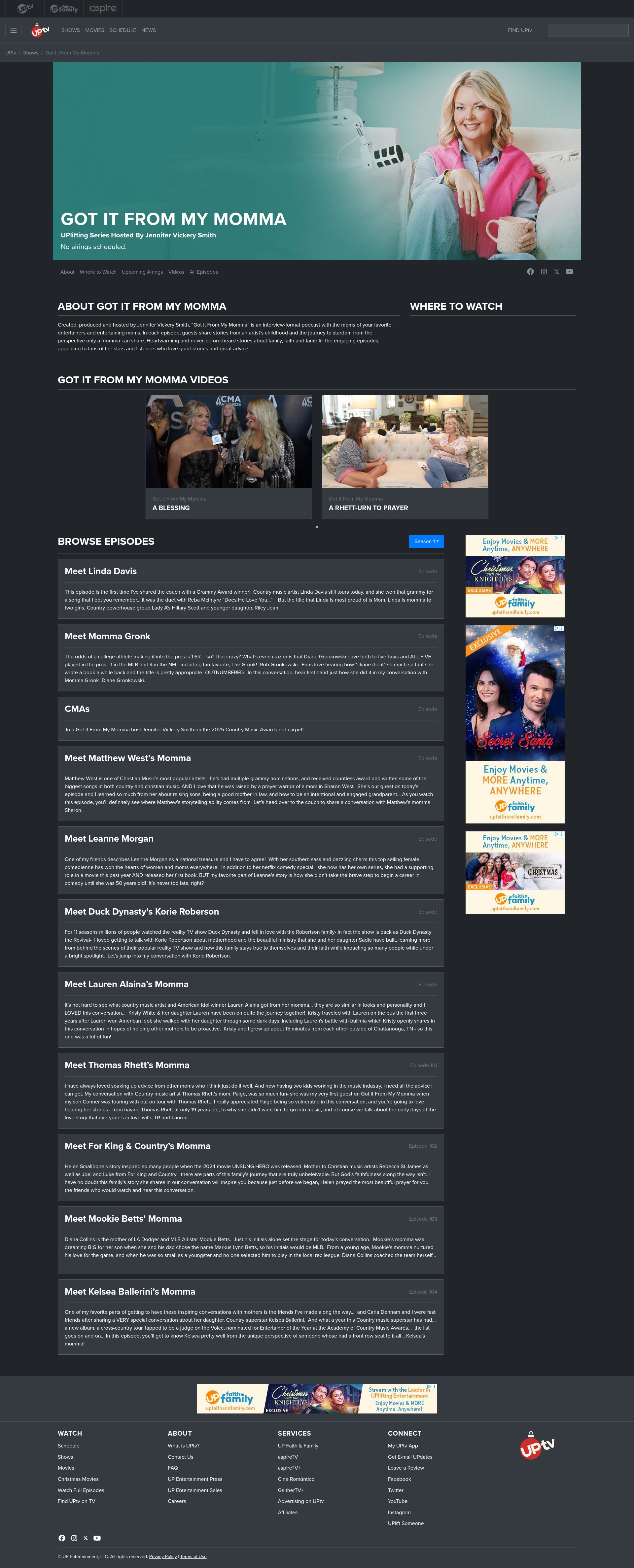 Screenshot of uptv.com