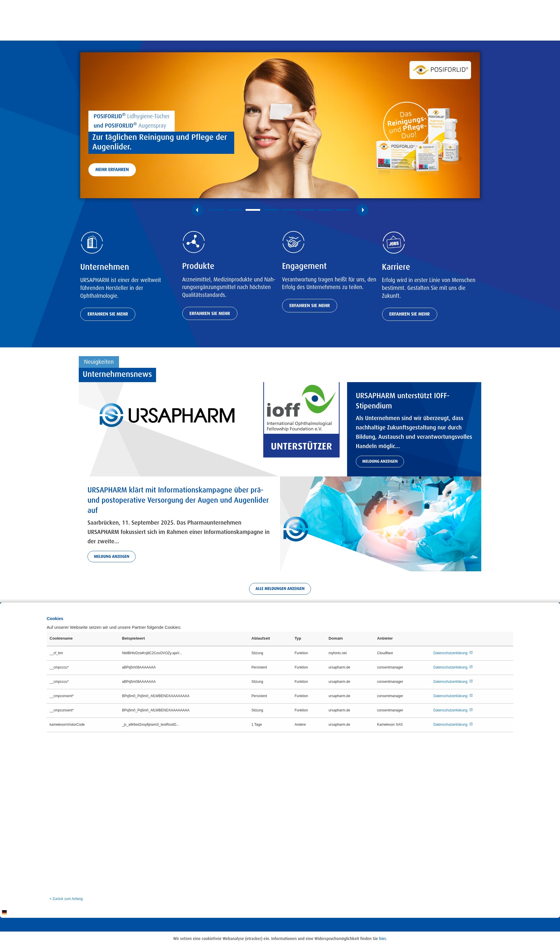 Screenshot of ursapharm.de