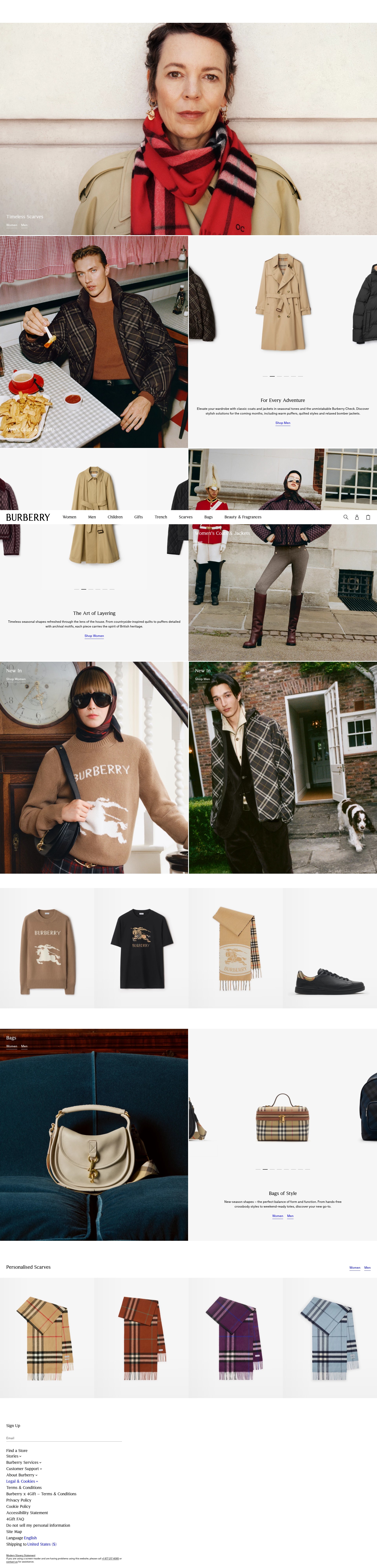 Screenshot of us.burberry.com