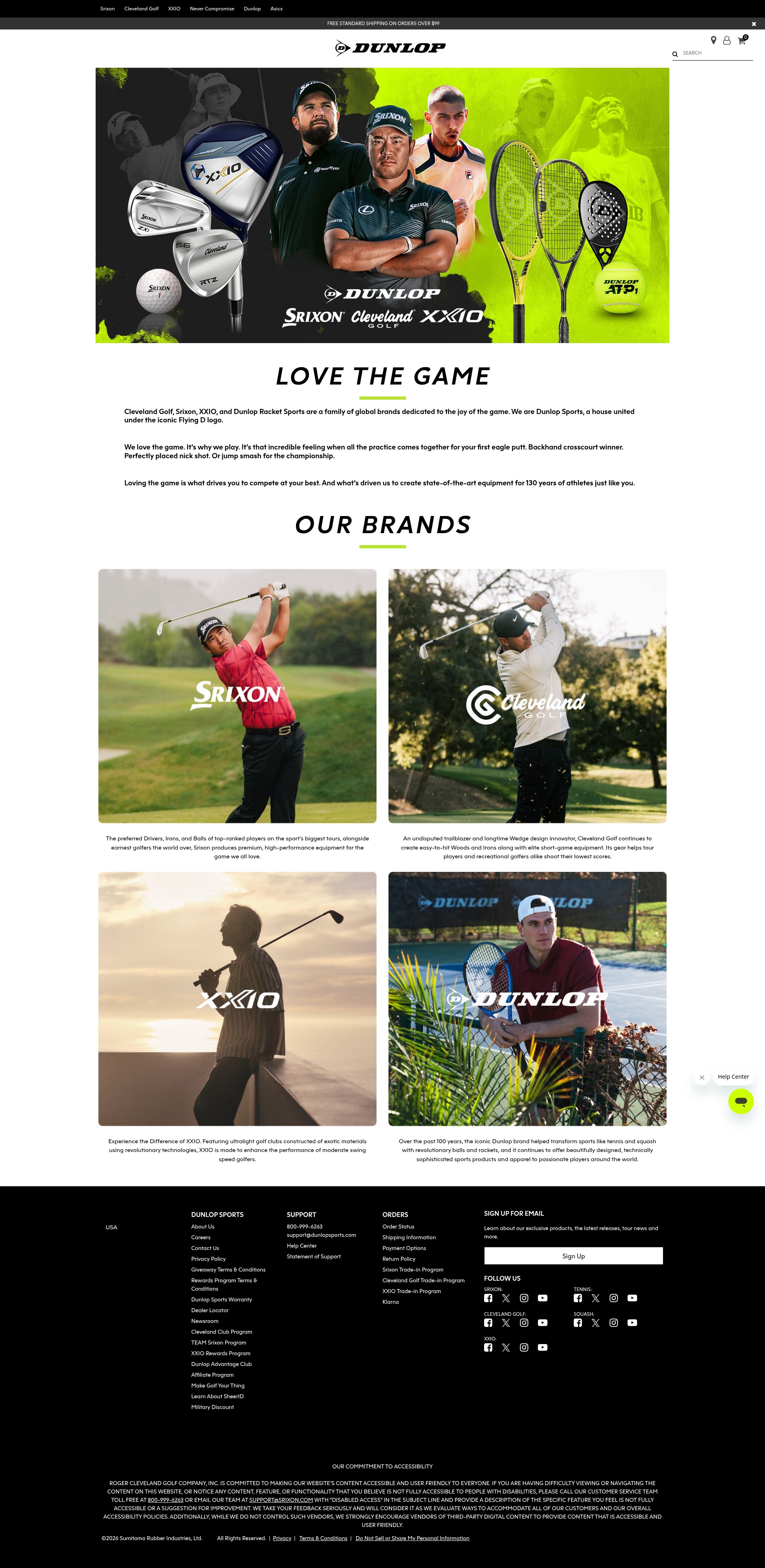 Screenshot of us.dunlopsports.com