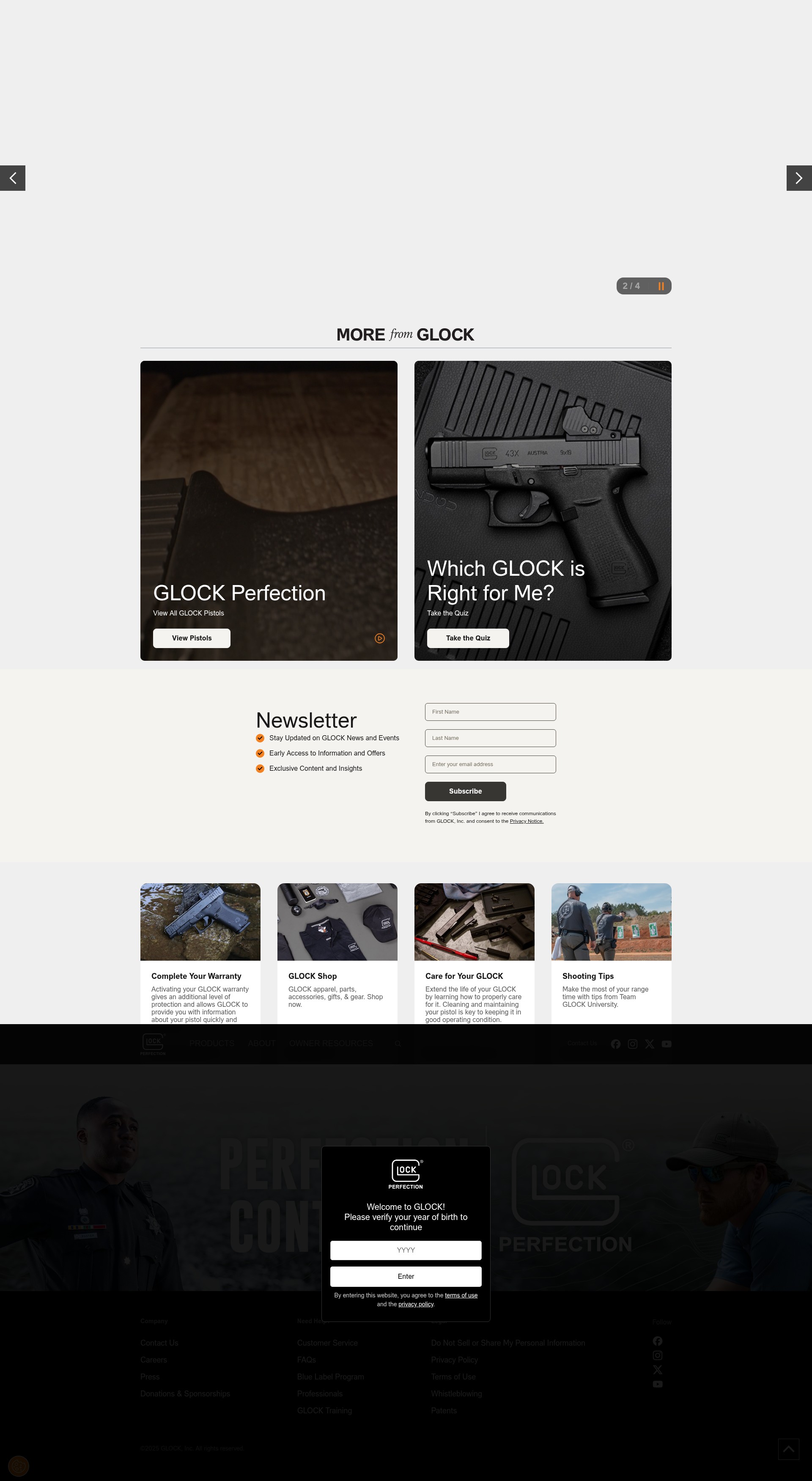 Screenshot of us.glock.com
