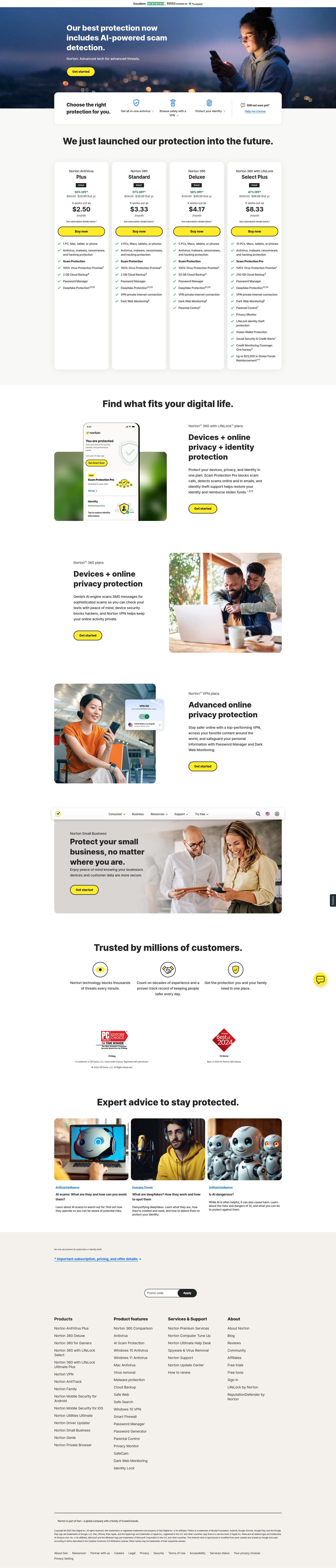 Screenshot of us.norton.com