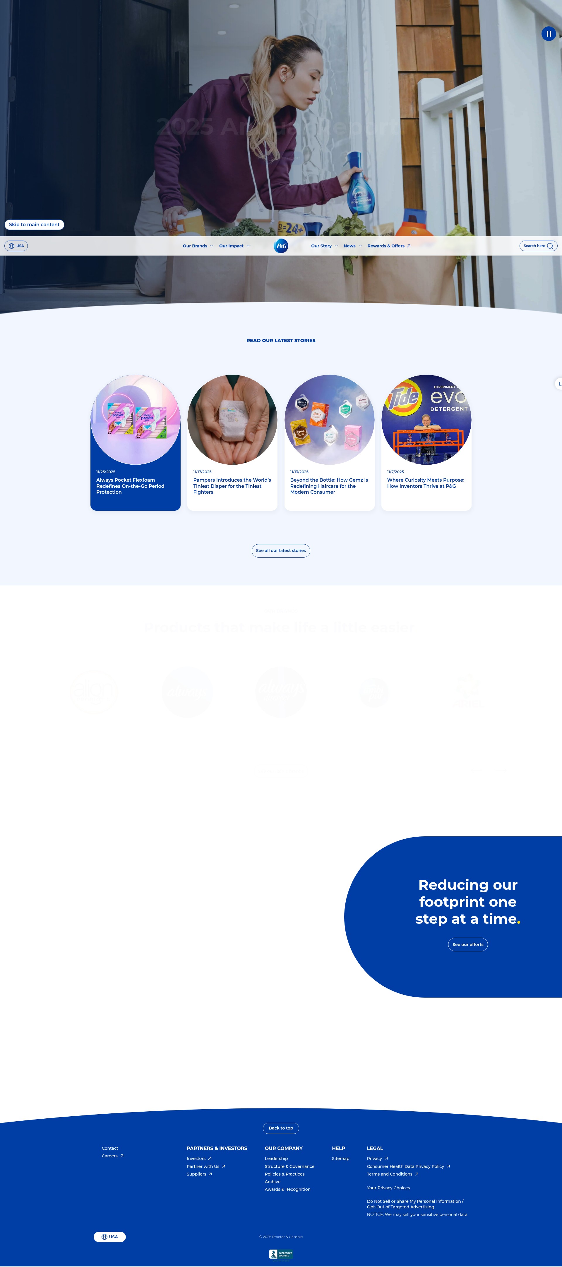 Screenshot of us.pg.com