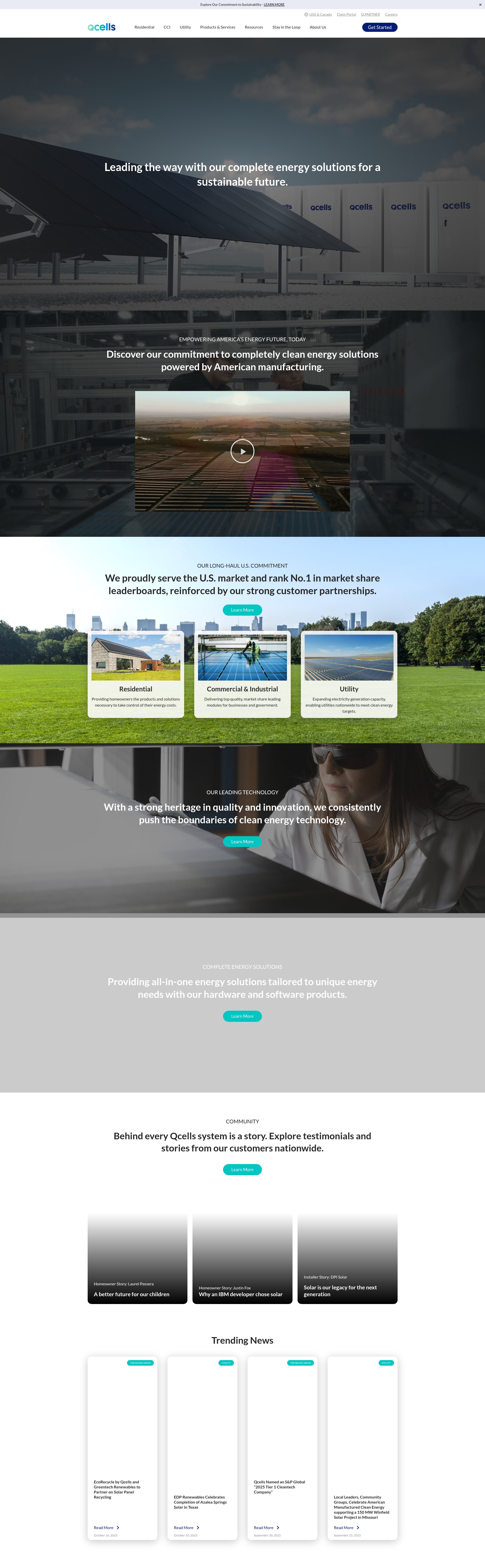 Screenshot of us.qcells.com