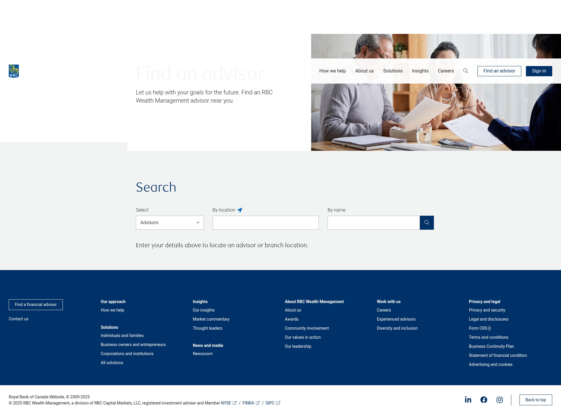 Screenshot of us.rbcwealthmanagement.com