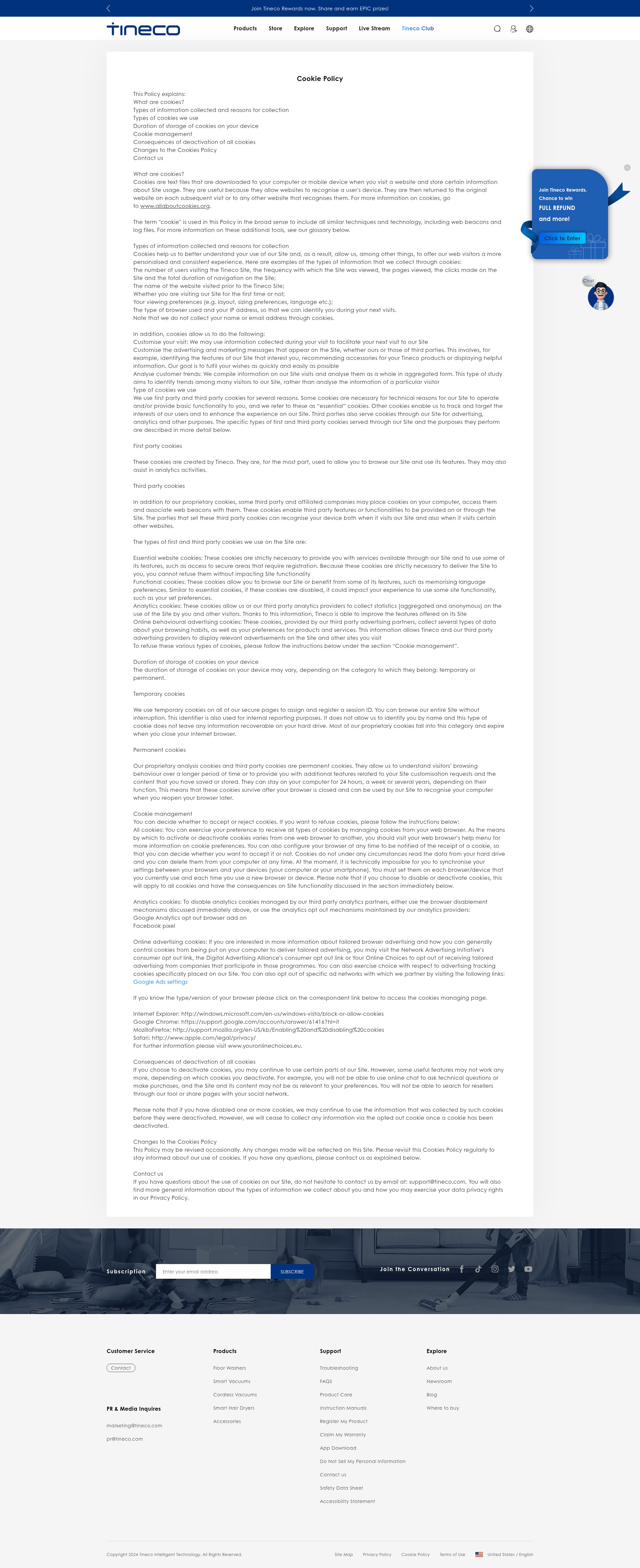Screenshot of us.tineco.com