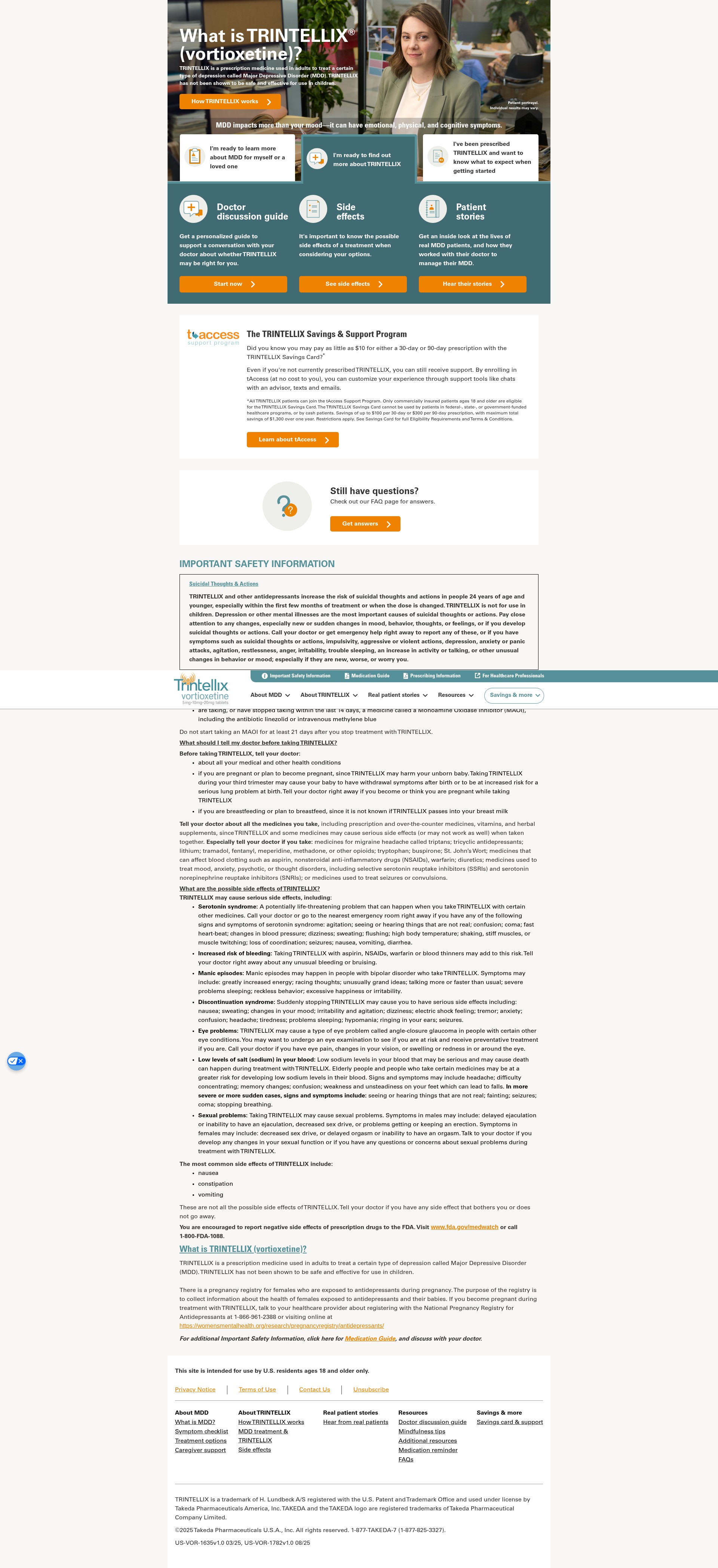 Screenshot of us.trintellix.com