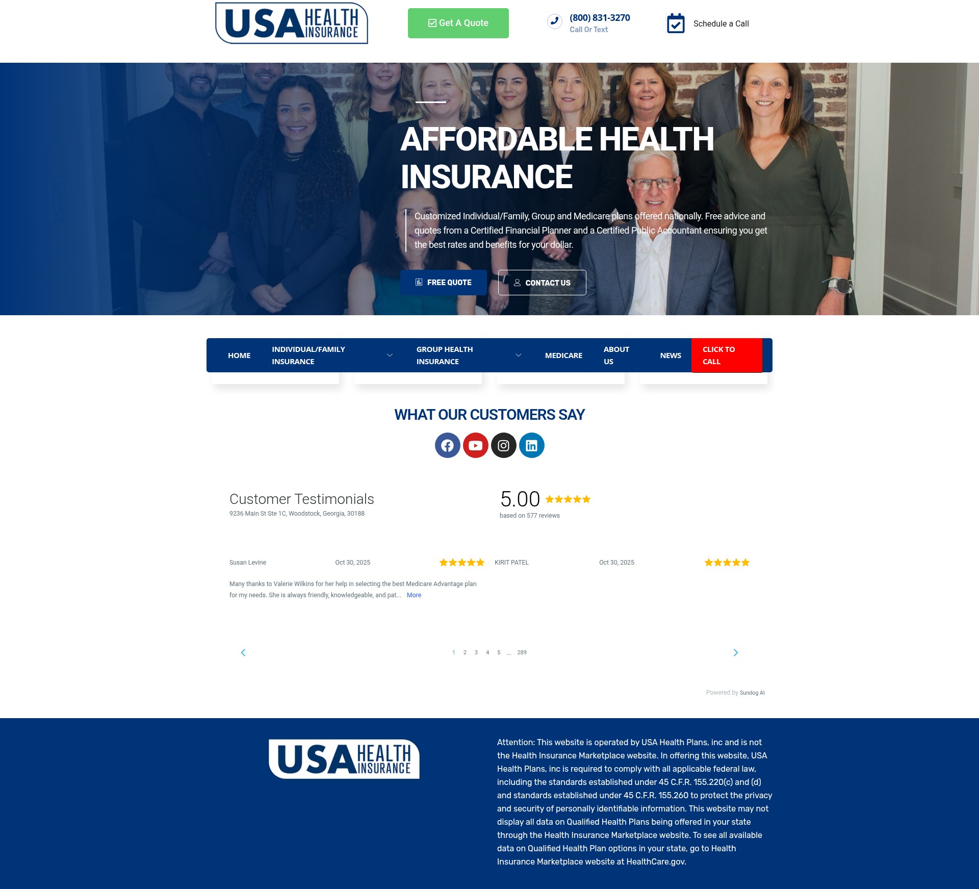 Screenshot of usa-healthinsurance.com
