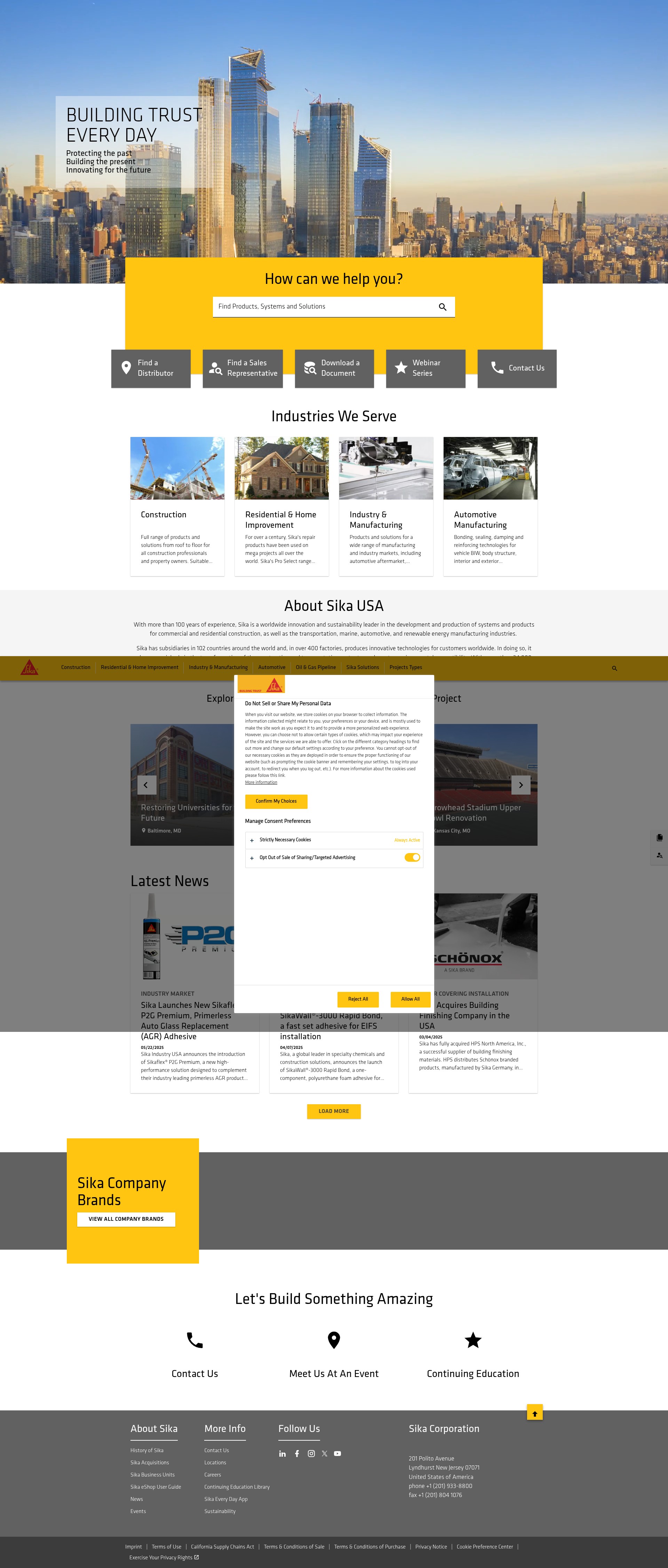Screenshot of usa.sika.com