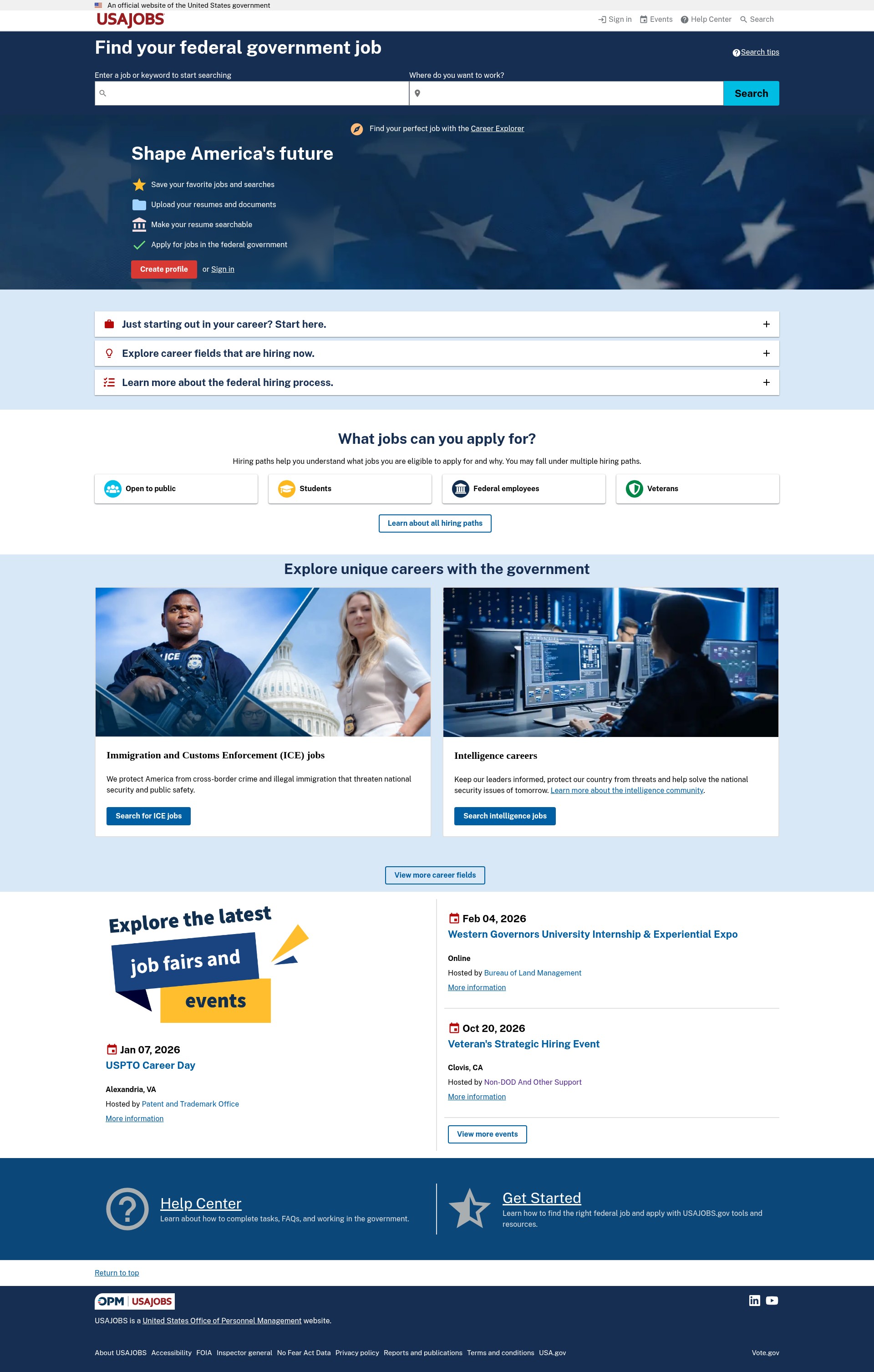 Screenshot of usajobs.gov