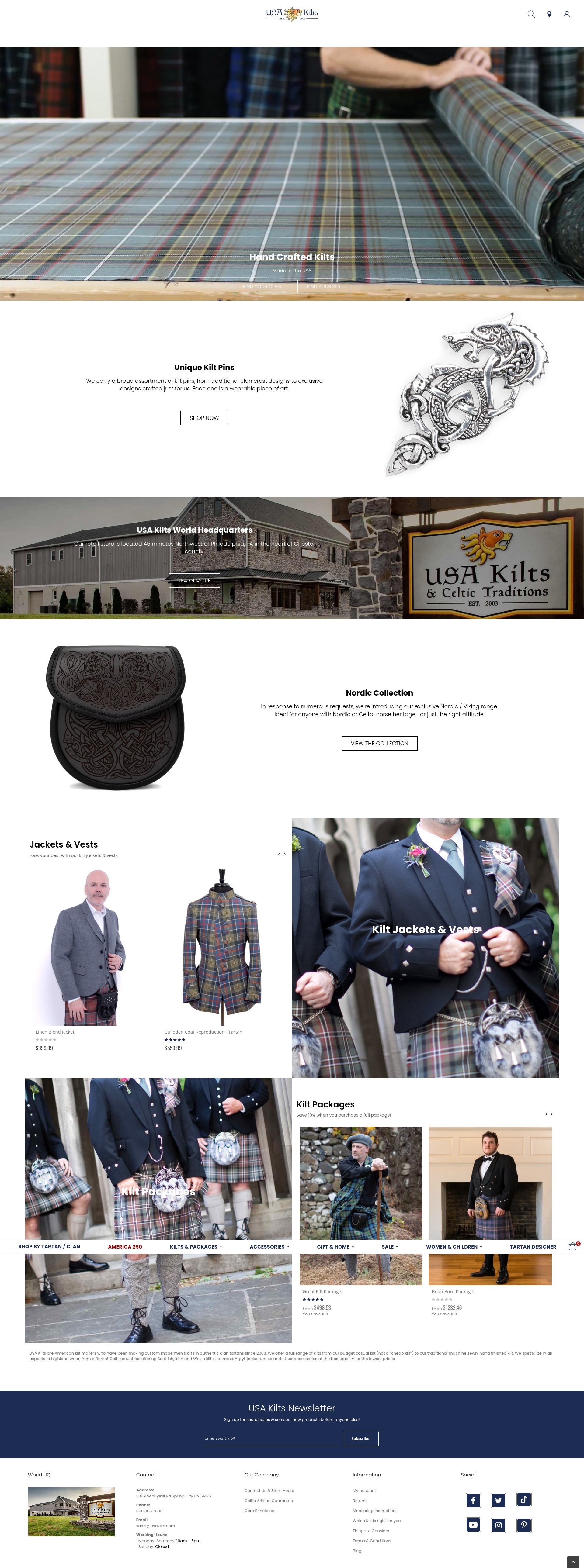 Screenshot of usakilts.com