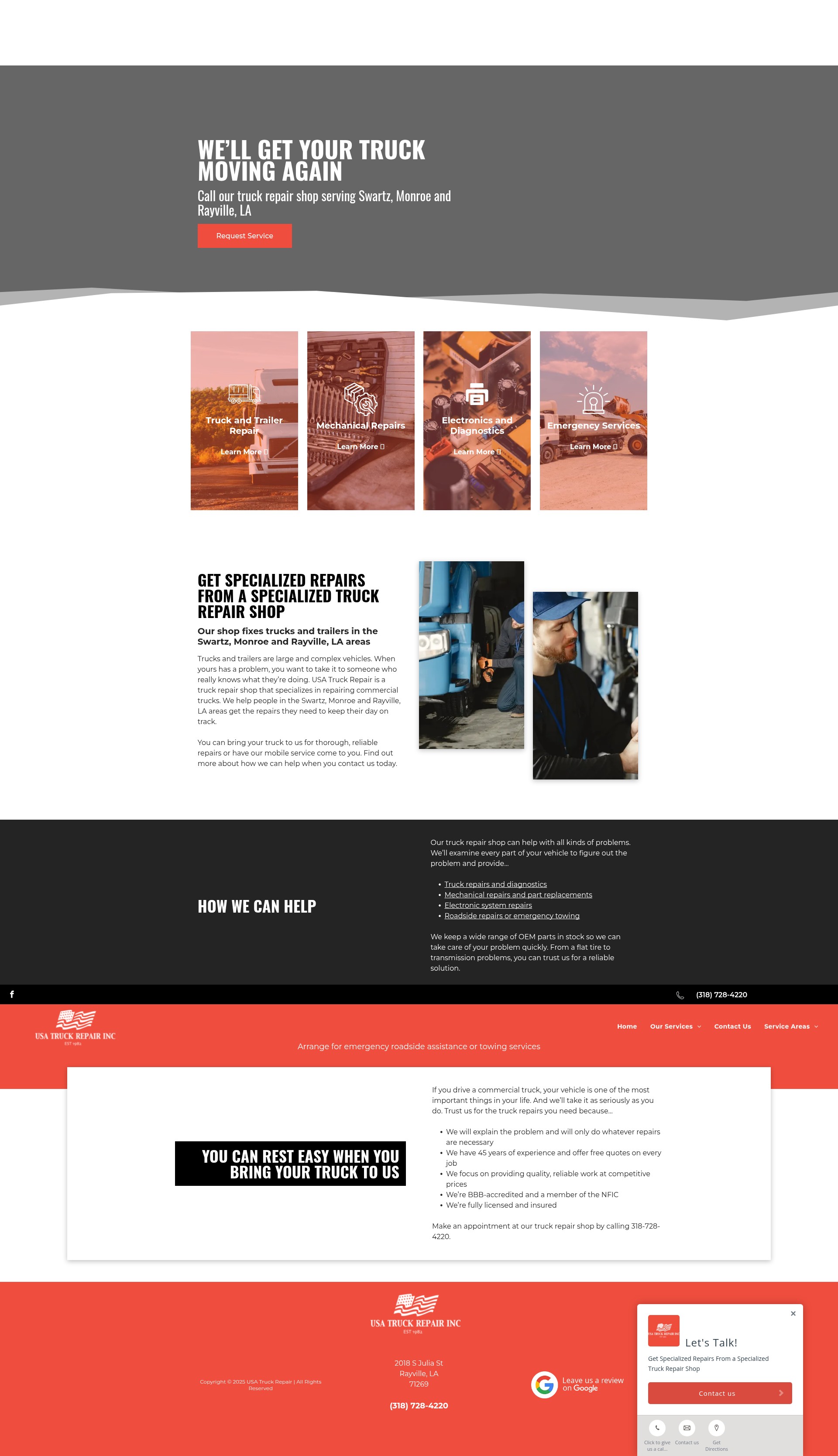 Screenshot of usatruckrepair.com