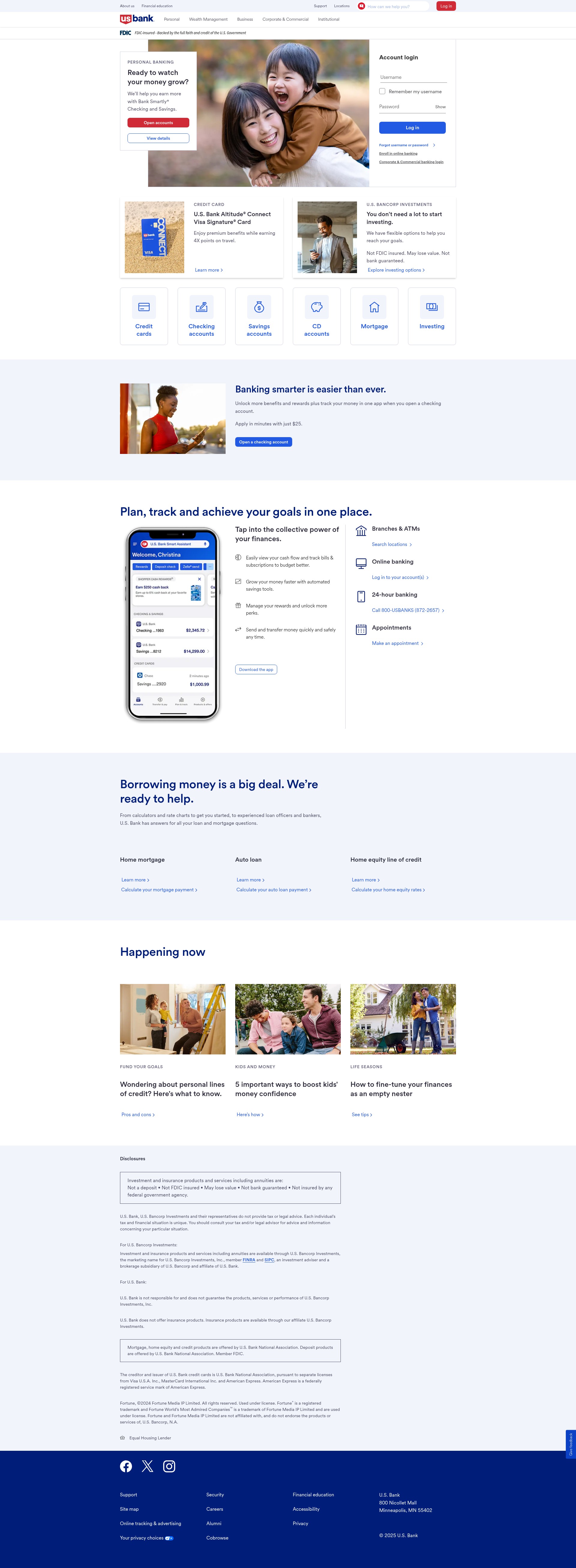 Screenshot of usbank.com