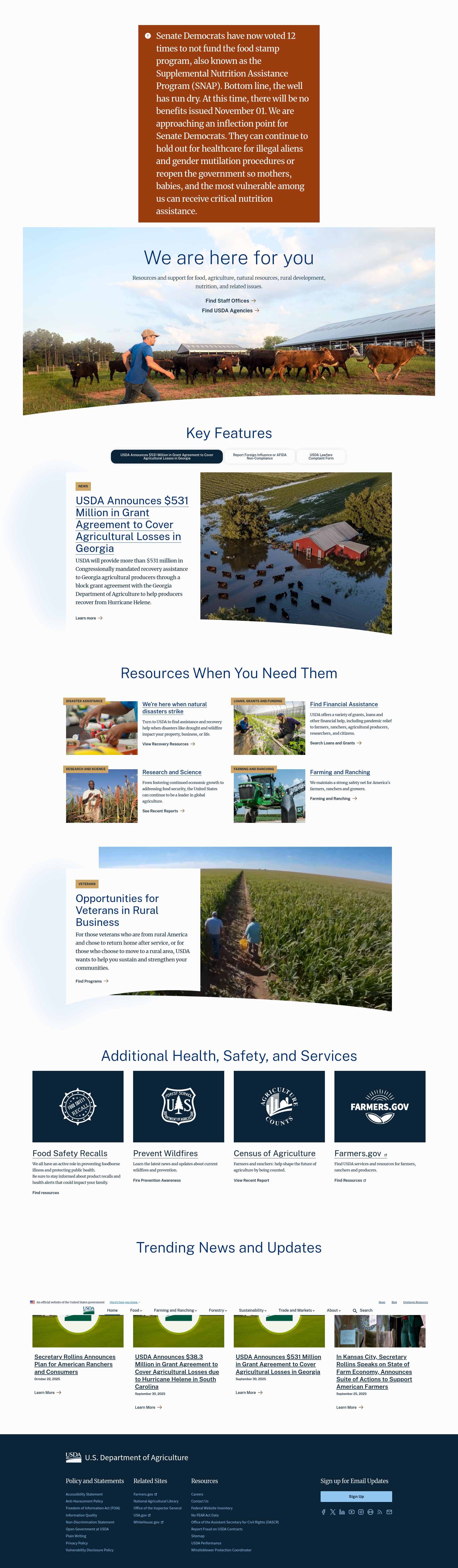 Screenshot of usda.gov