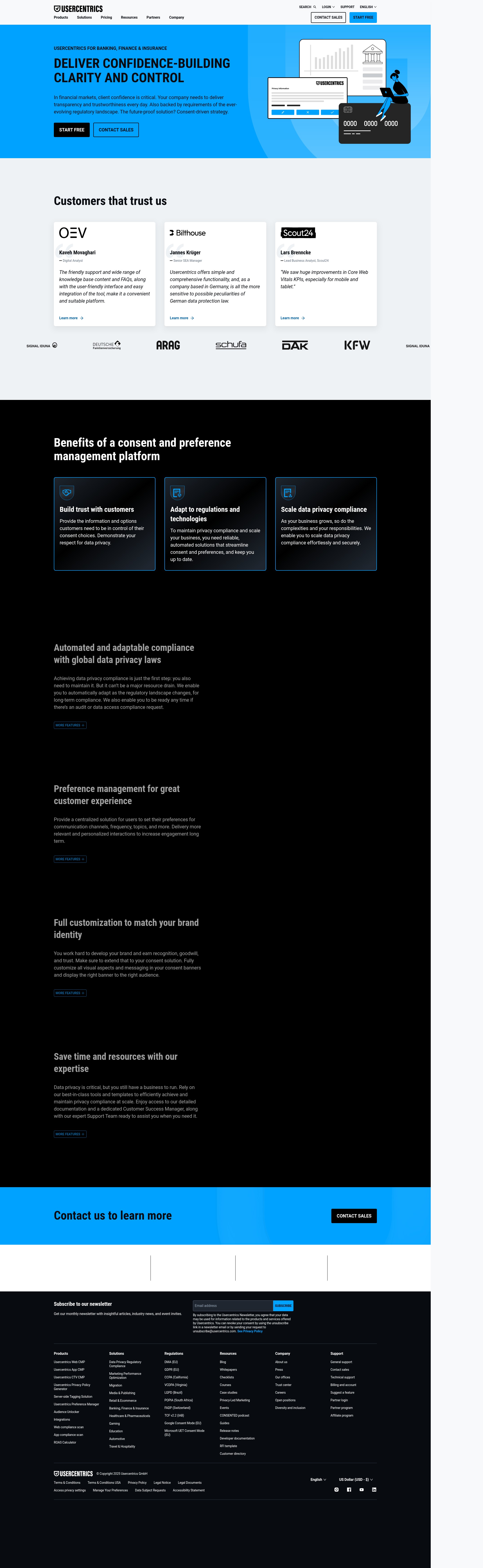 Screenshot of usercentrics.com