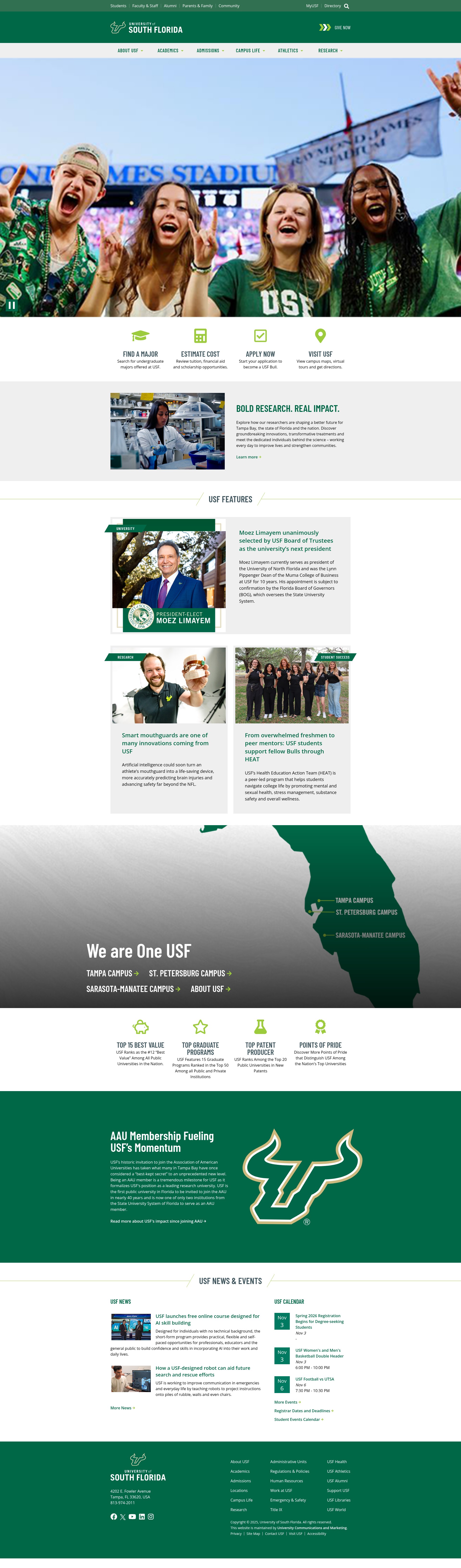 Screenshot of usf.edu