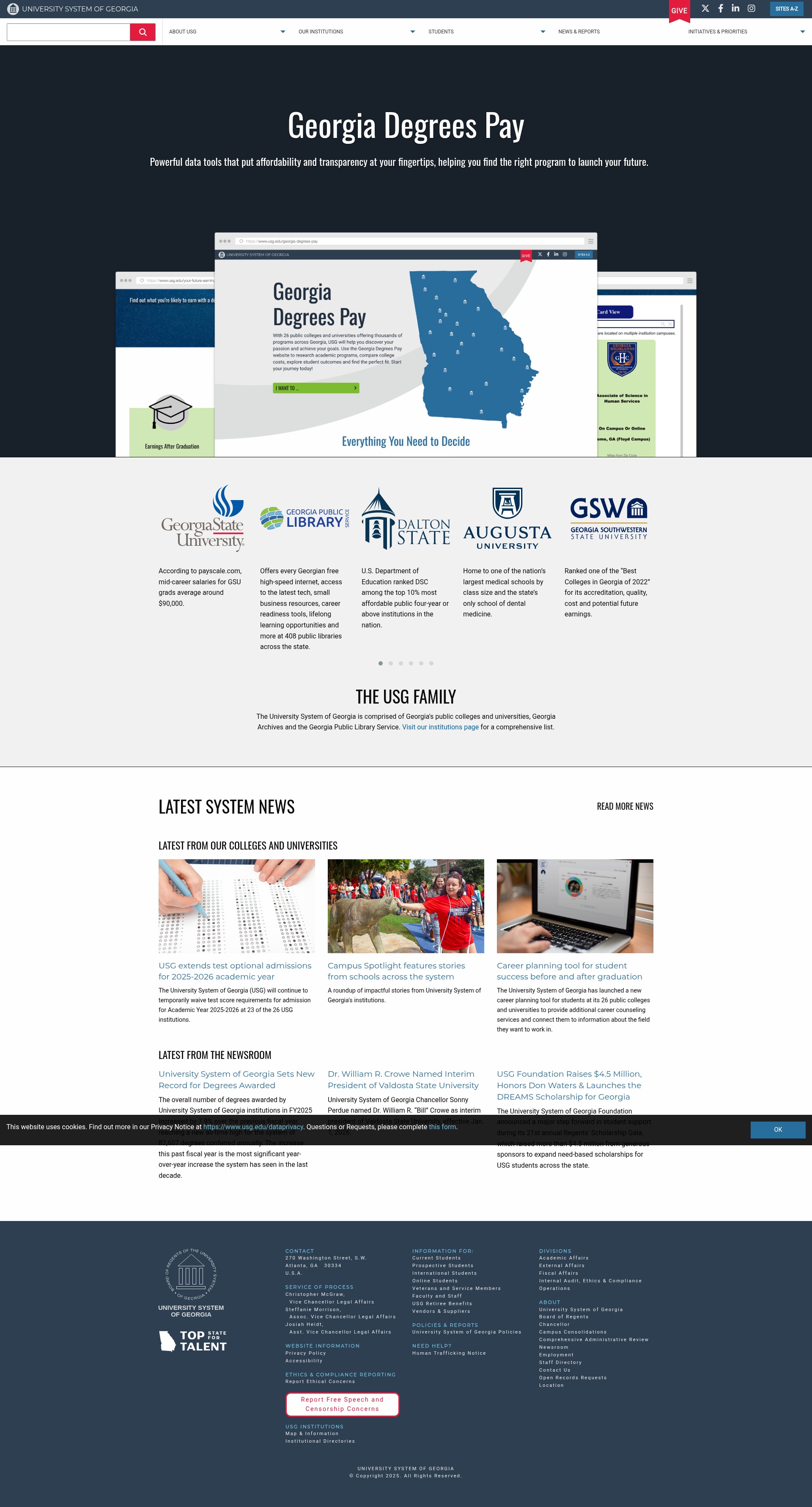 Screenshot of usg.edu