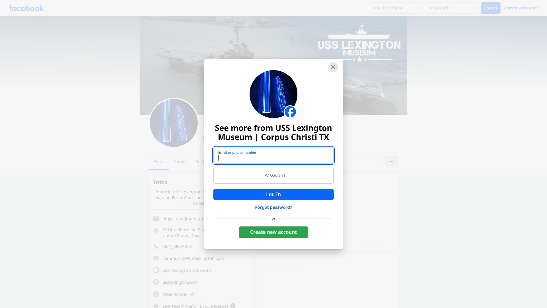 Screenshot of usslexington.com