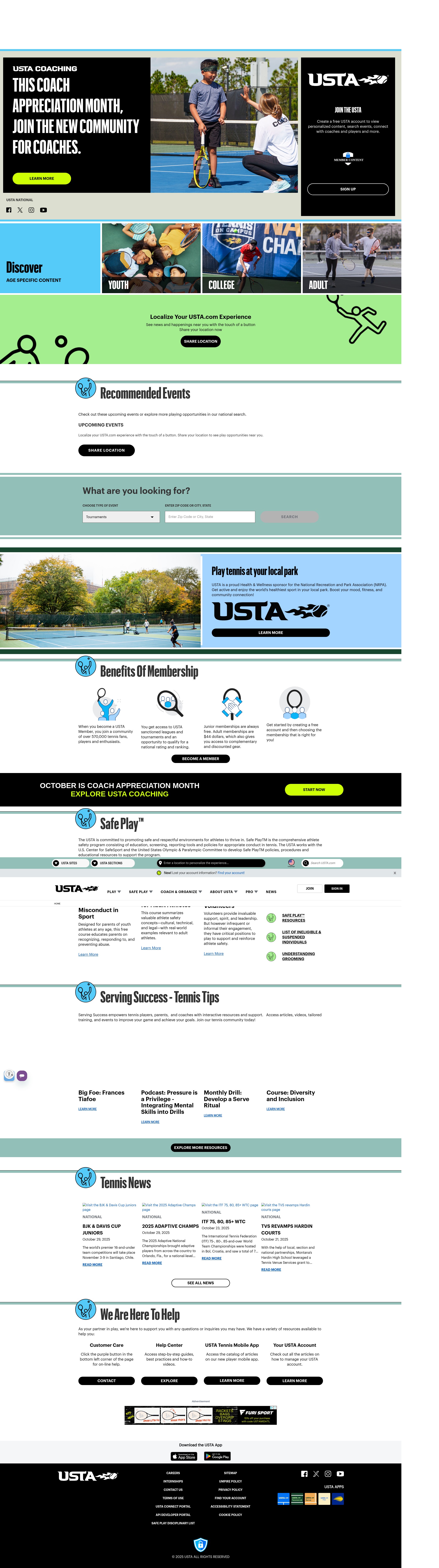 Screenshot of usta.com