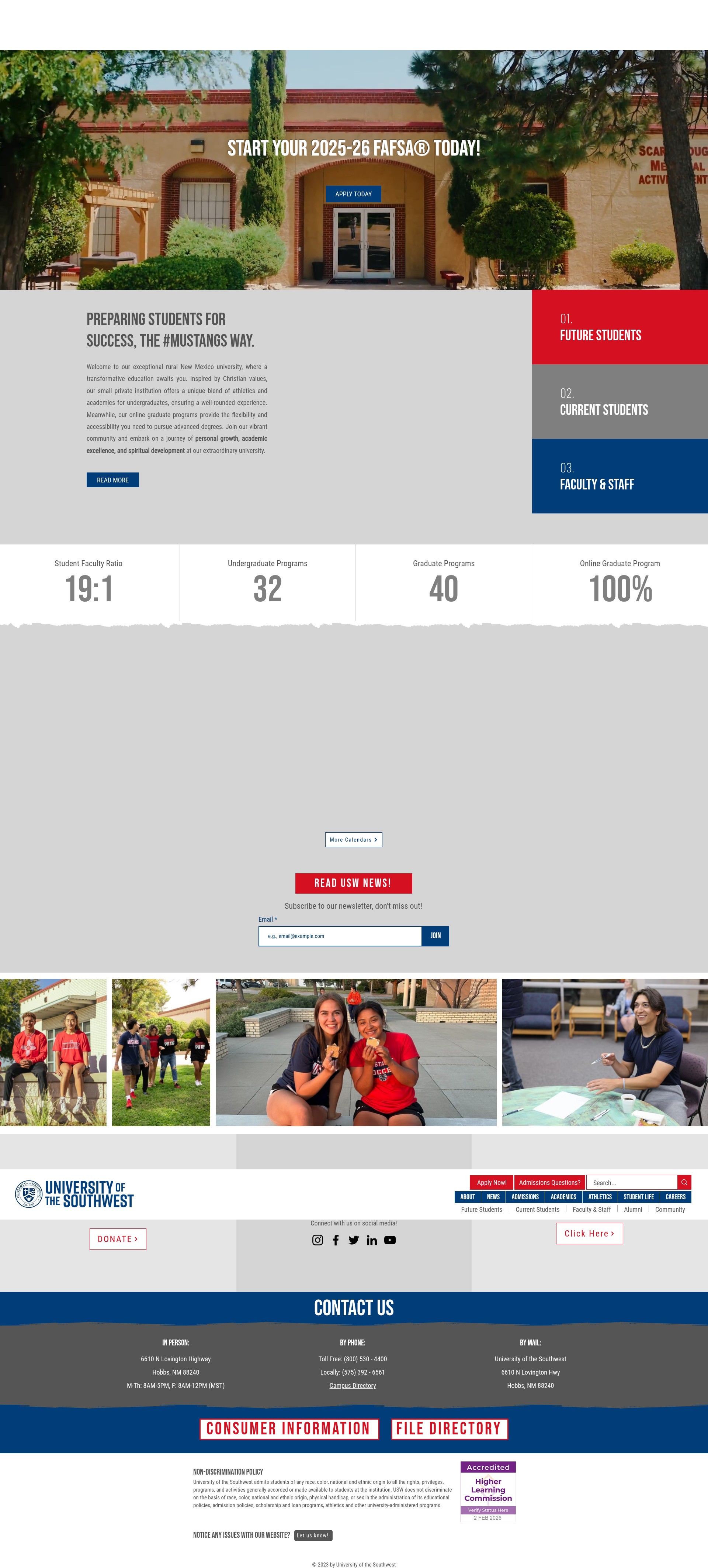 Screenshot of usw.edu