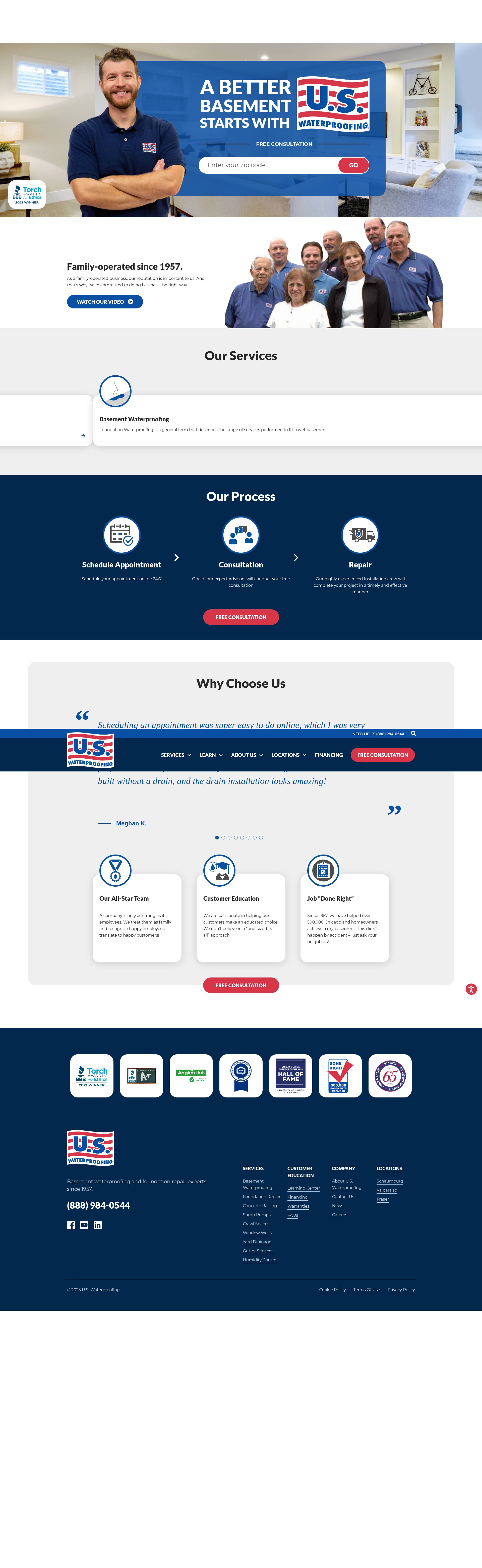 Screenshot of uswaterproofing.com