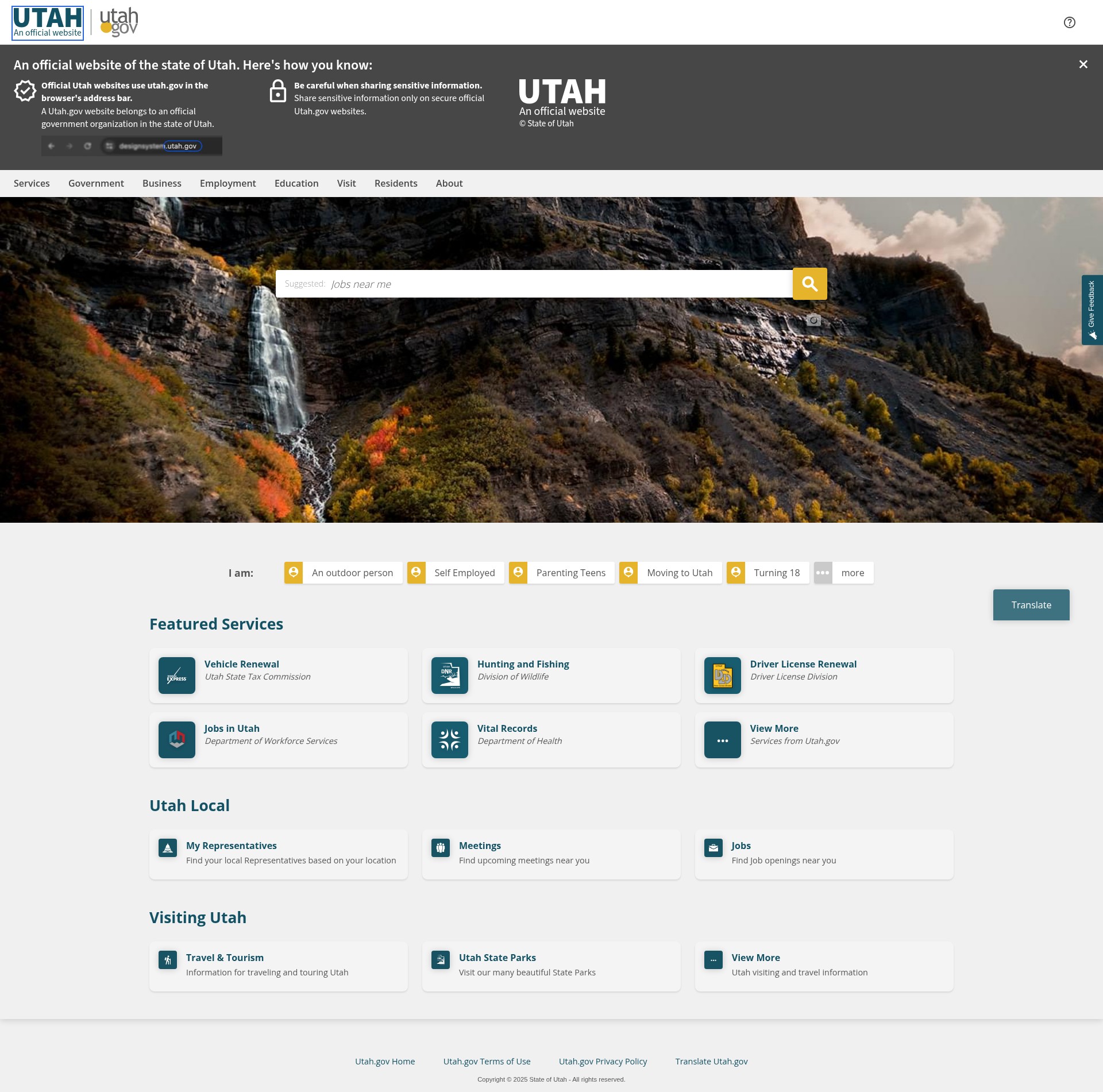 Screenshot of utah.gov