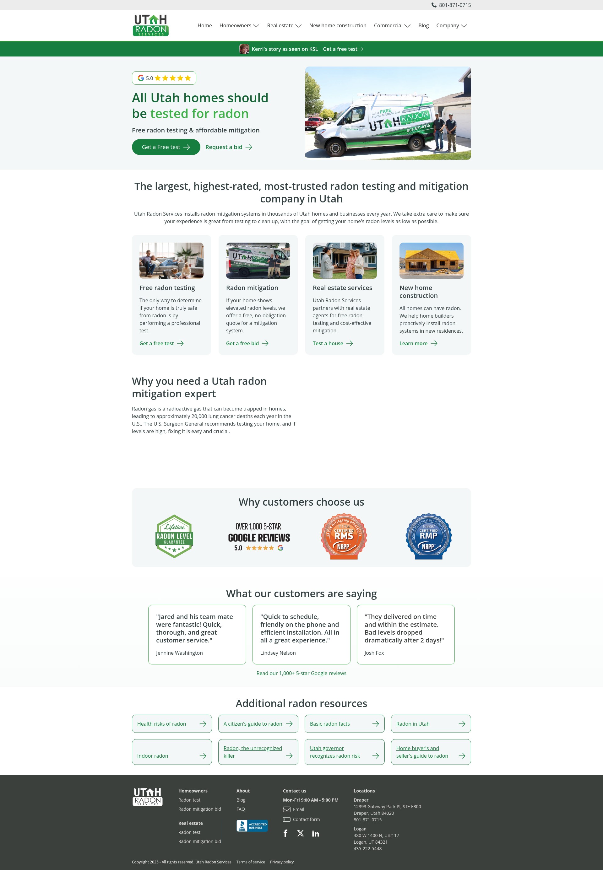Screenshot of utahradonservices.com
