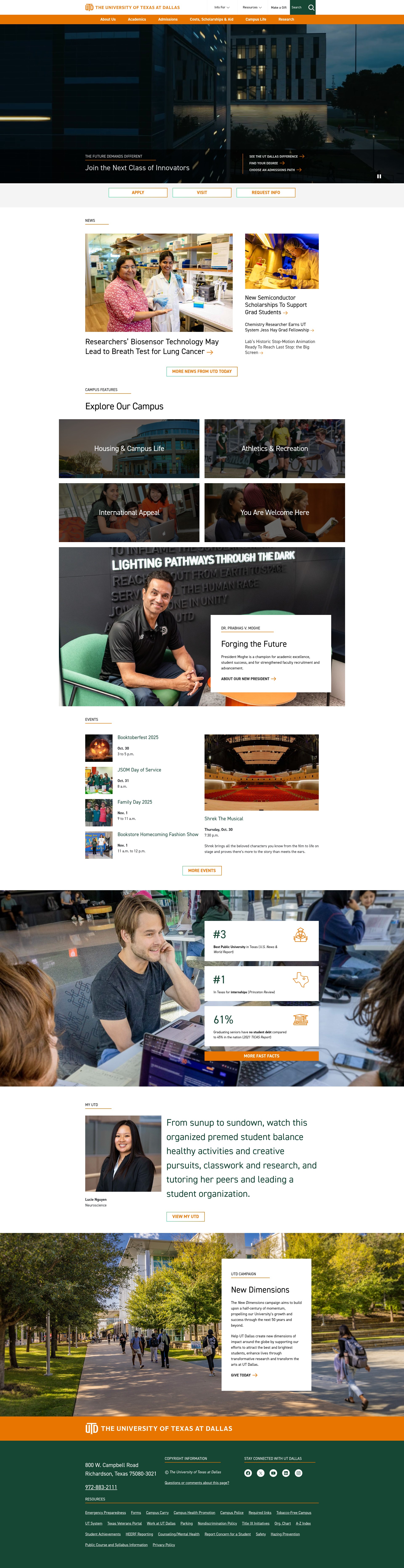 Screenshot of utdallas.edu