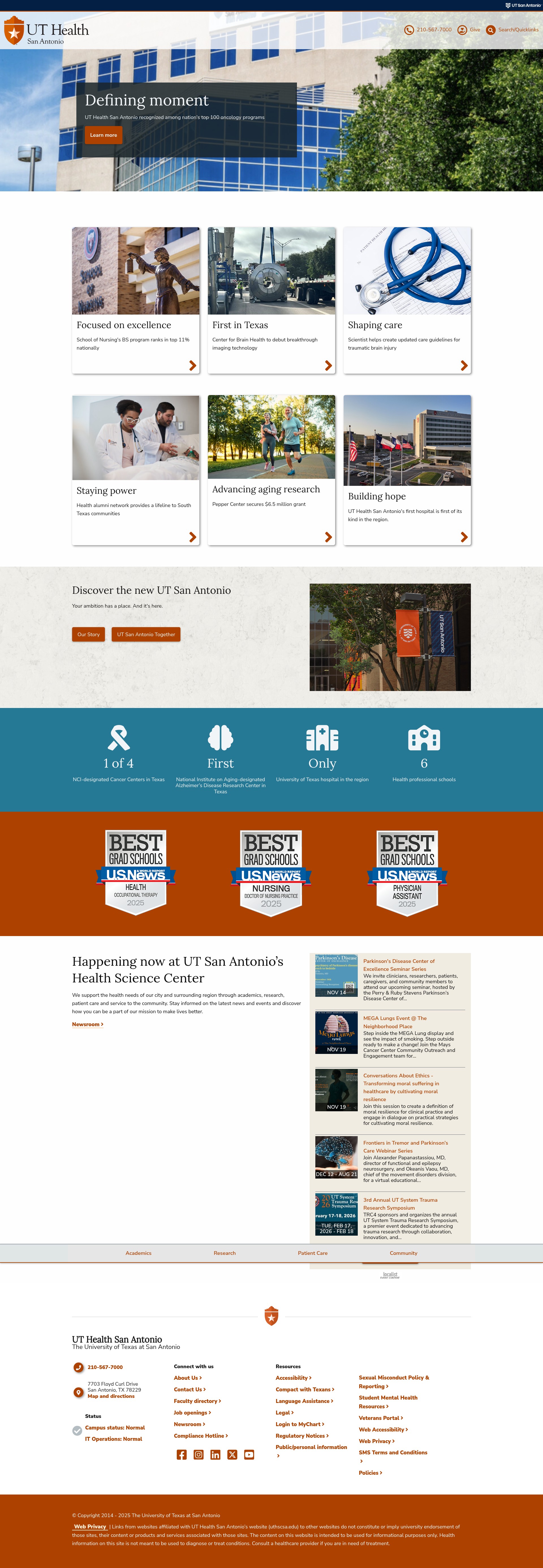 Screenshot of uthscsa.edu