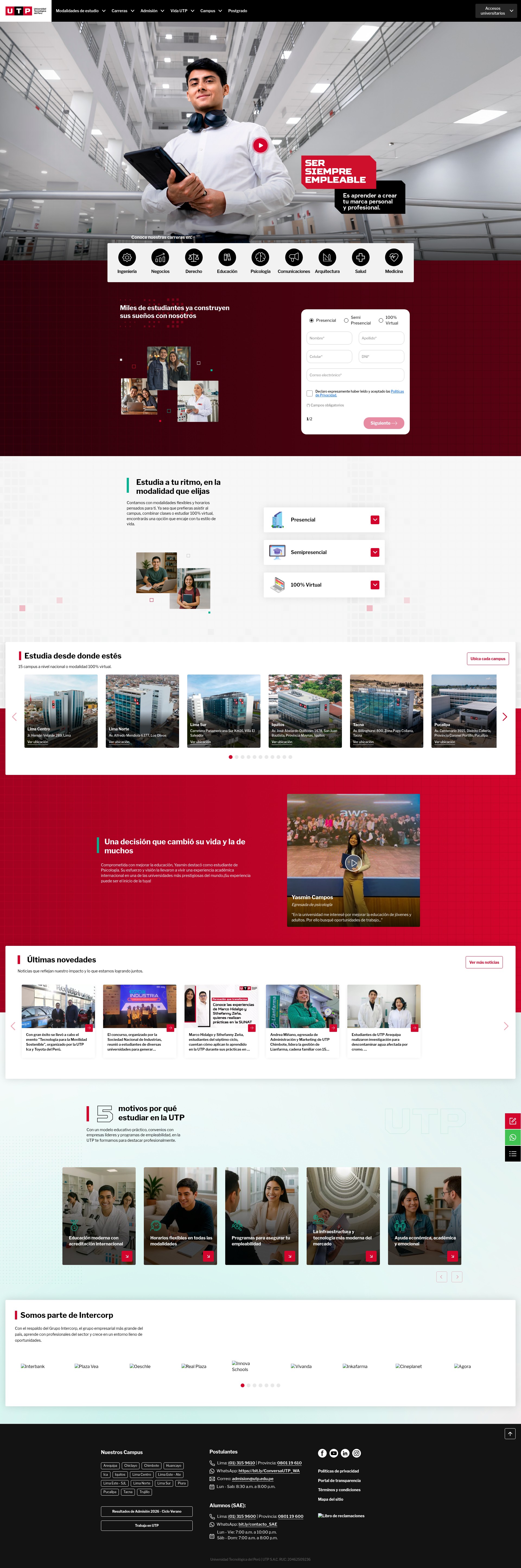 Screenshot of utp.edu.pe