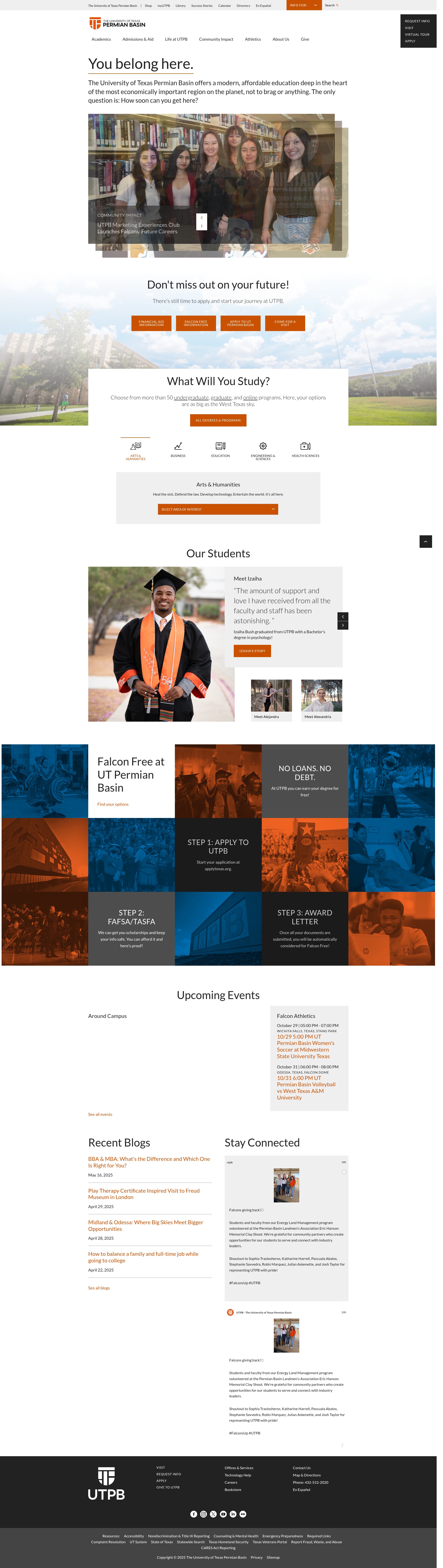 Screenshot of utpb.edu