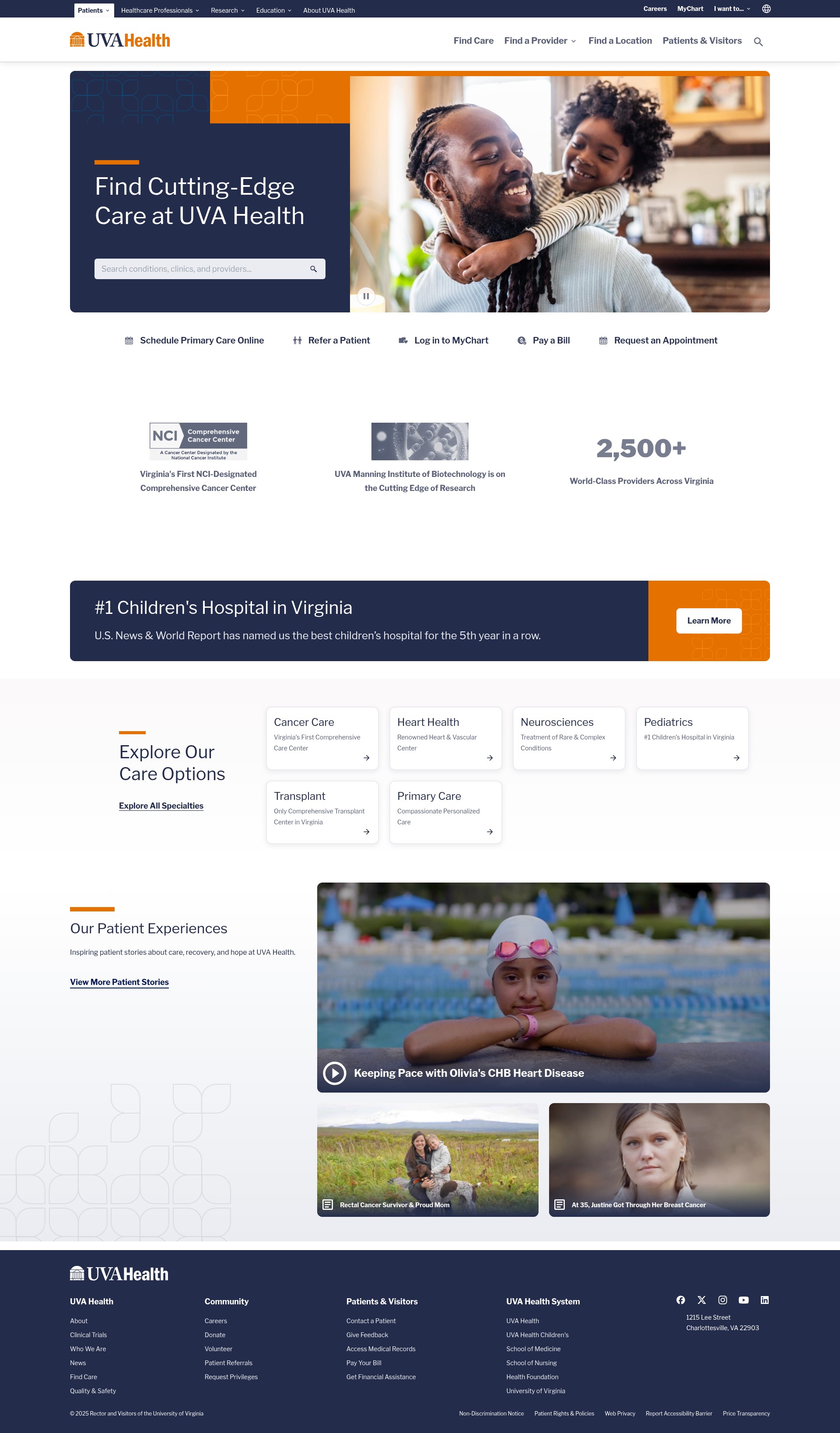 Screenshot of uvahealth.com