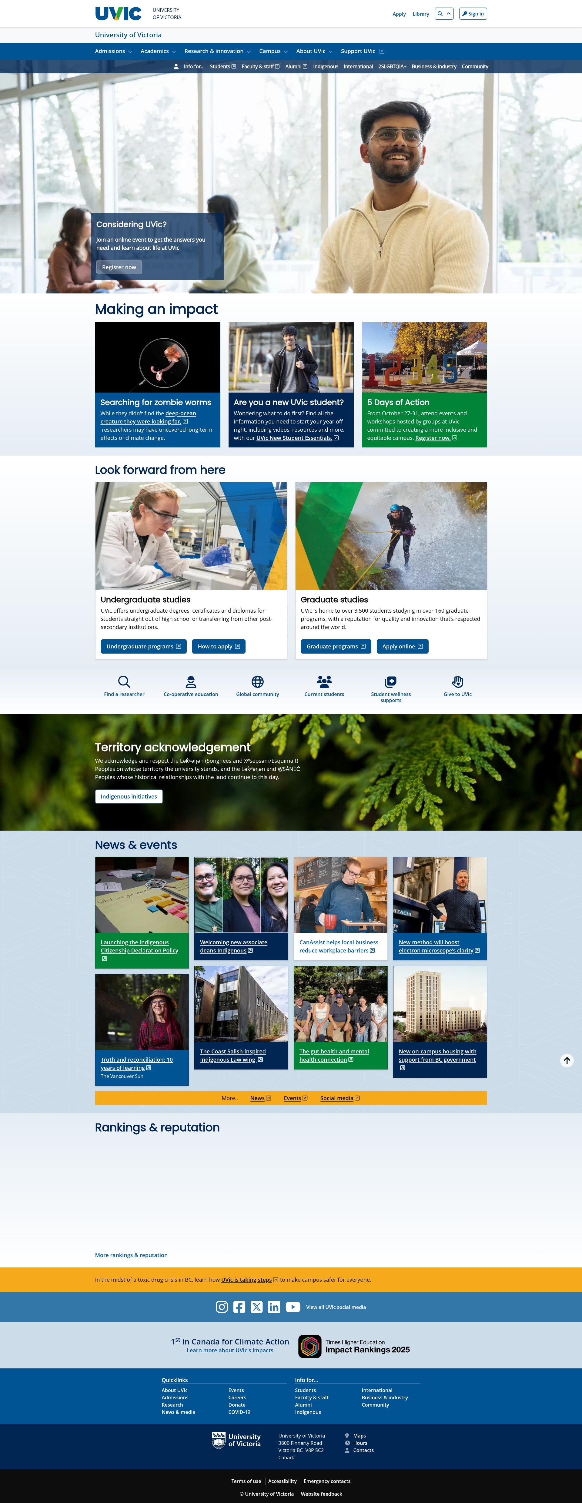 Screenshot of uvic.ca