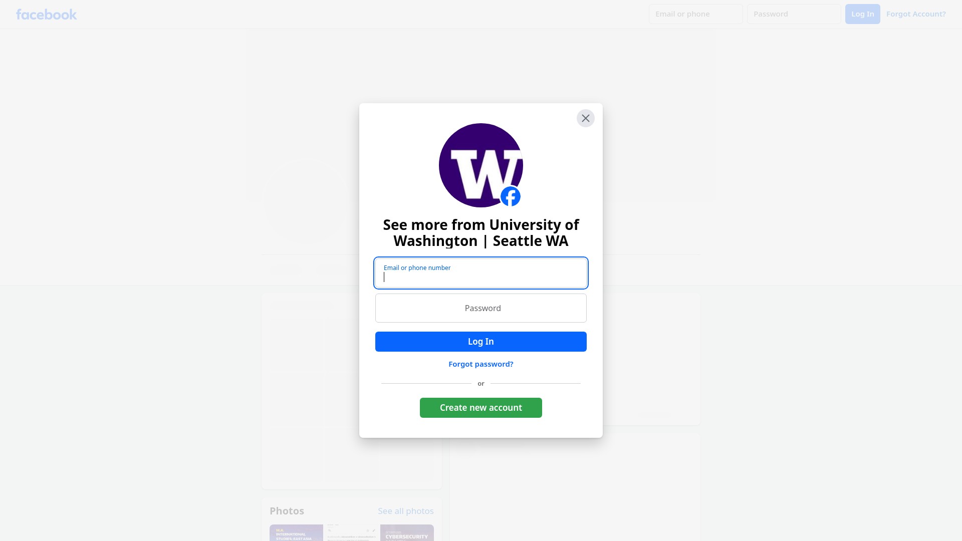 Screenshot of uw.edu