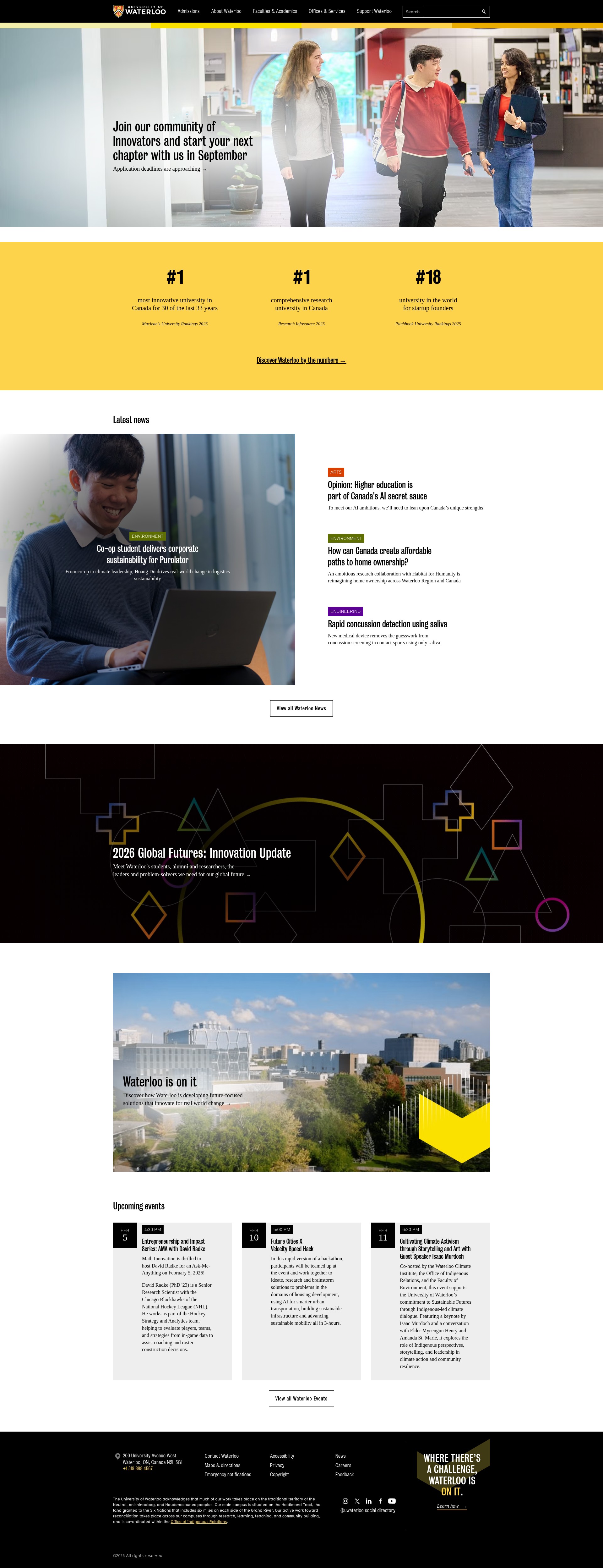 Screenshot of uwaterloo.ca