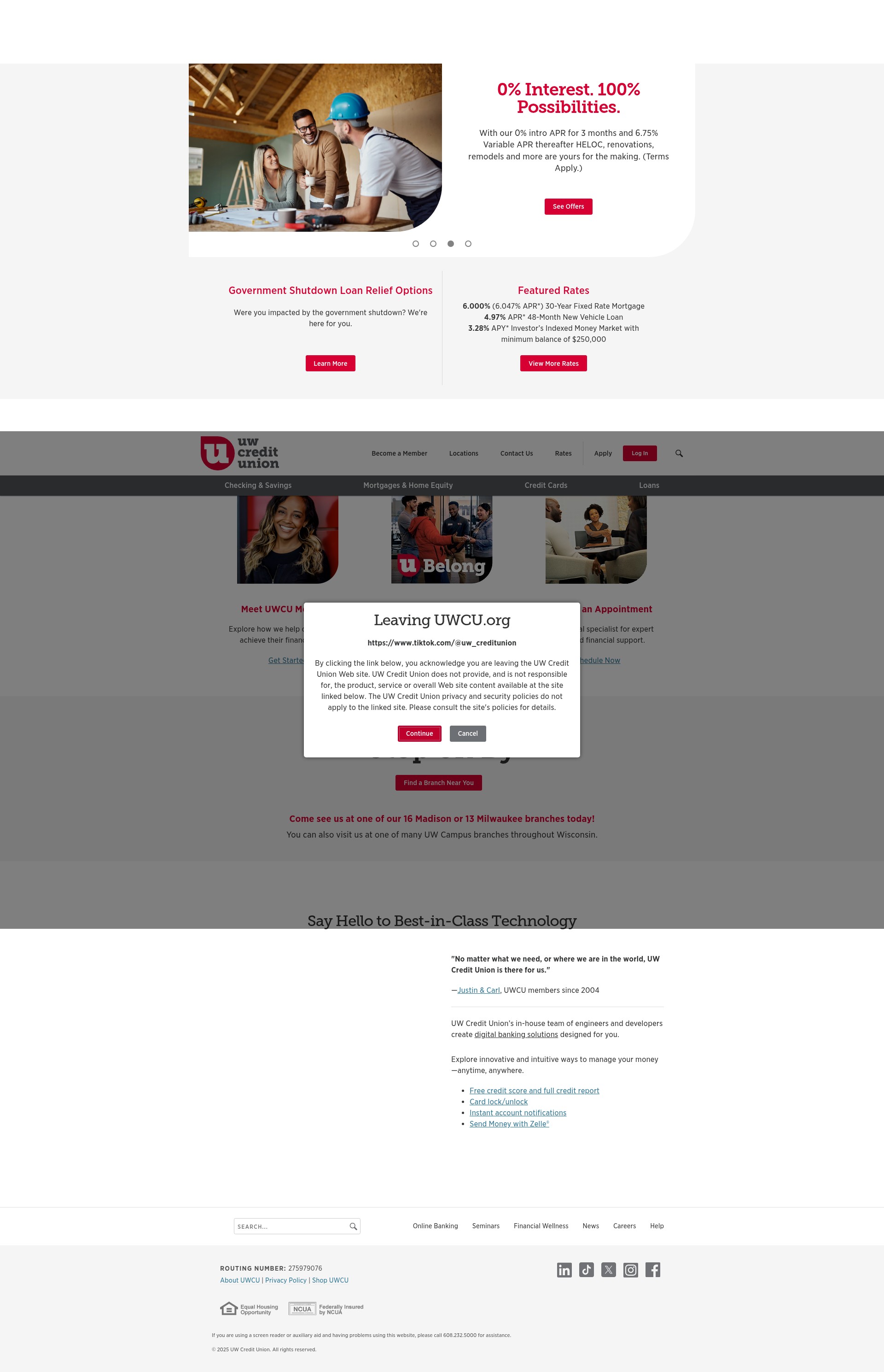 Screenshot of uwcu.org