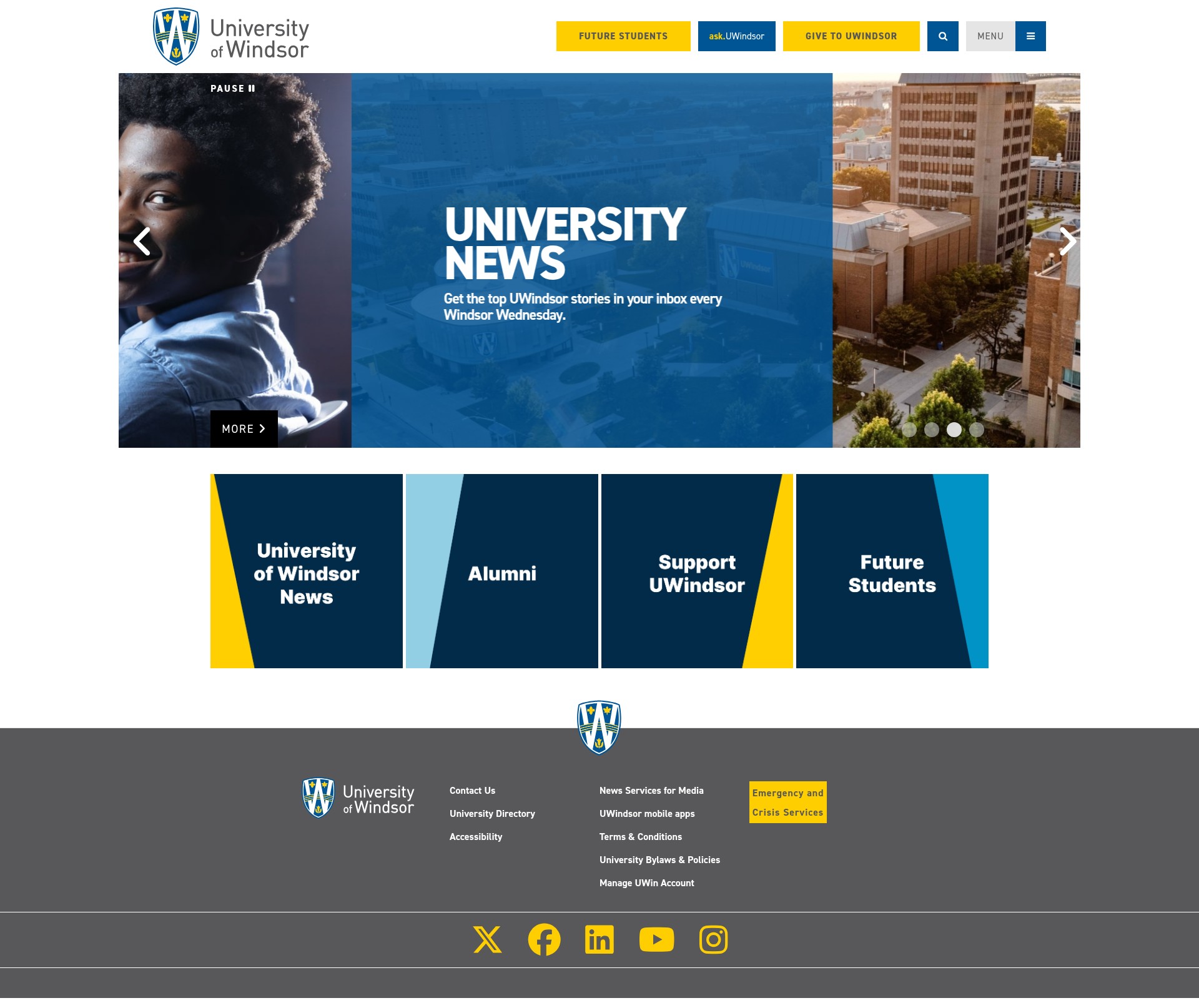 Screenshot of uwindsor.ca
