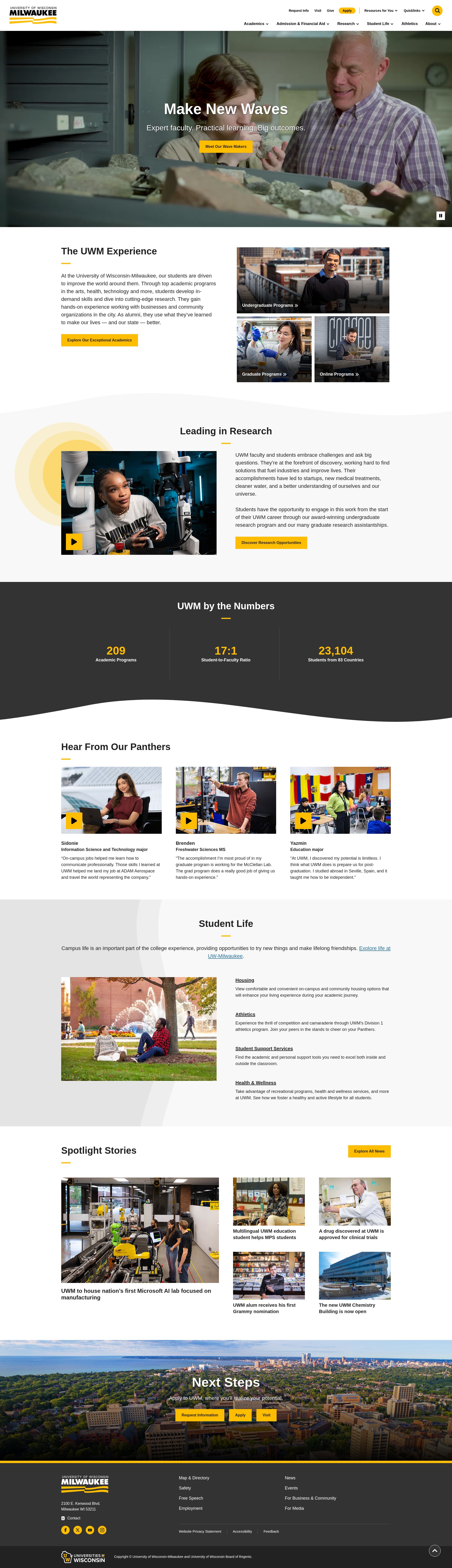 Screenshot of uwm.edu