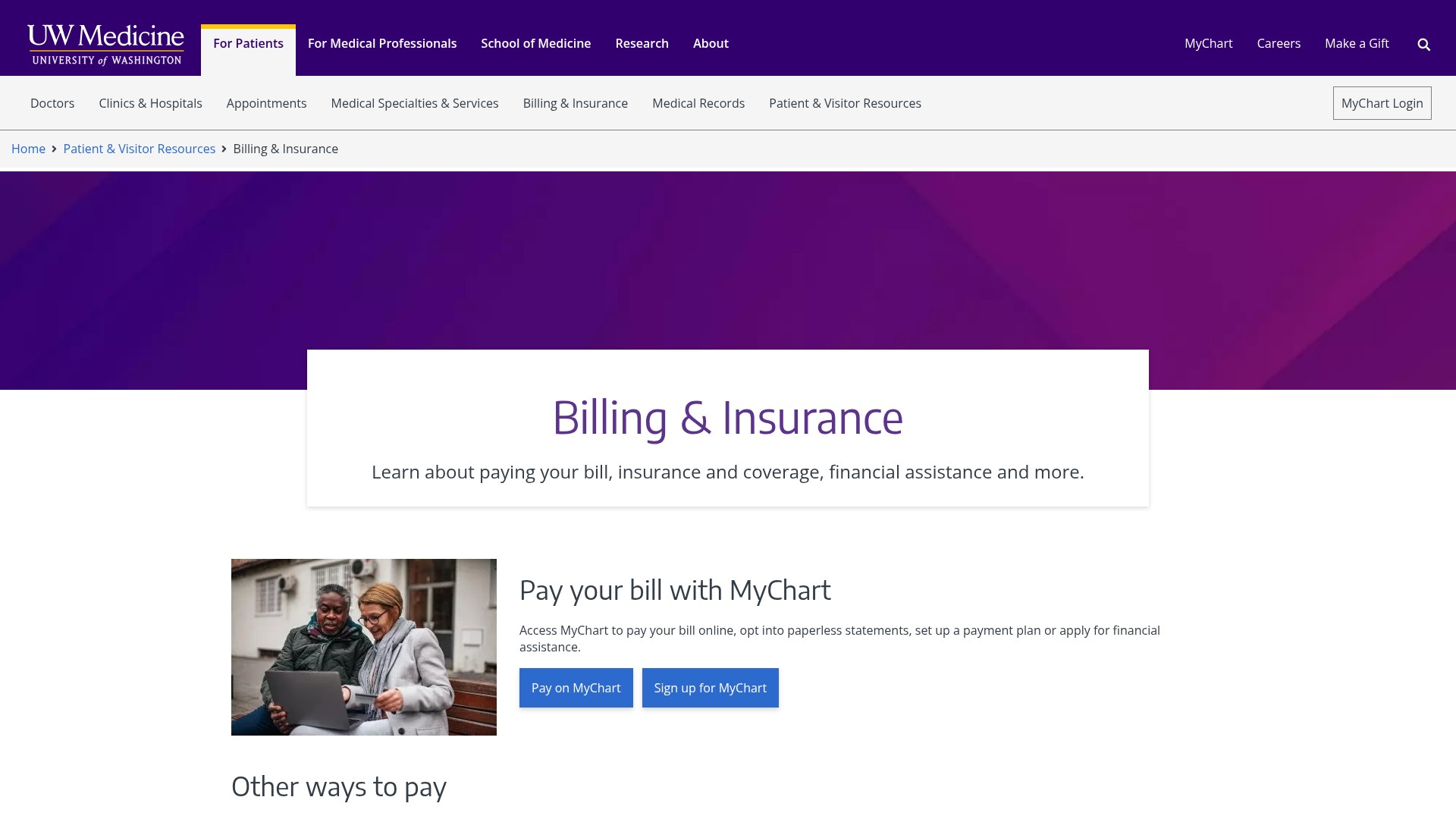 Screenshot of uwmedicine.org