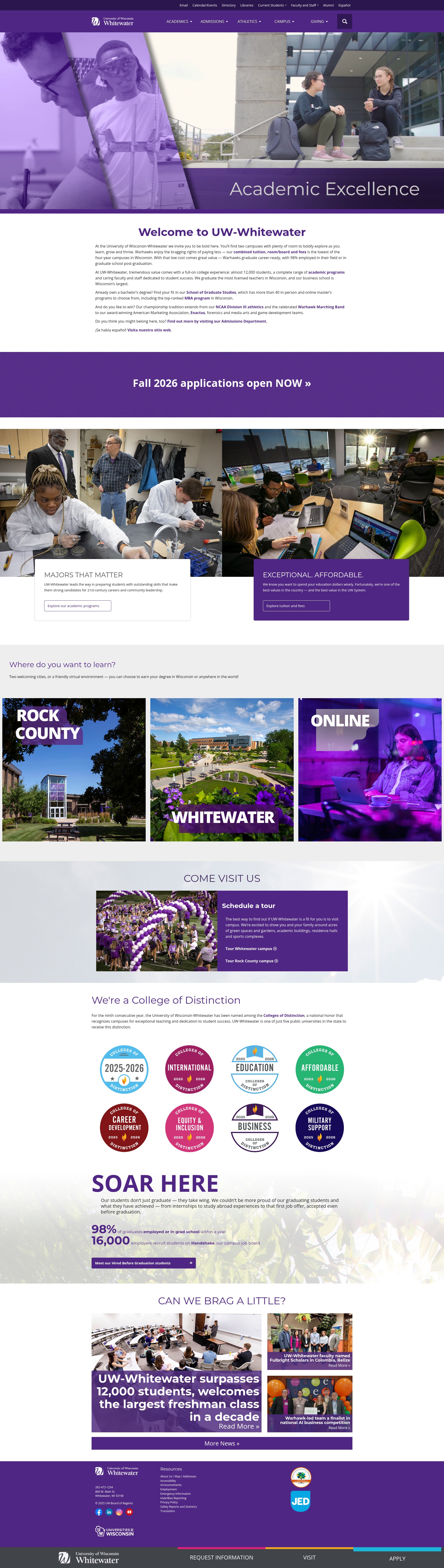Screenshot of uww.edu