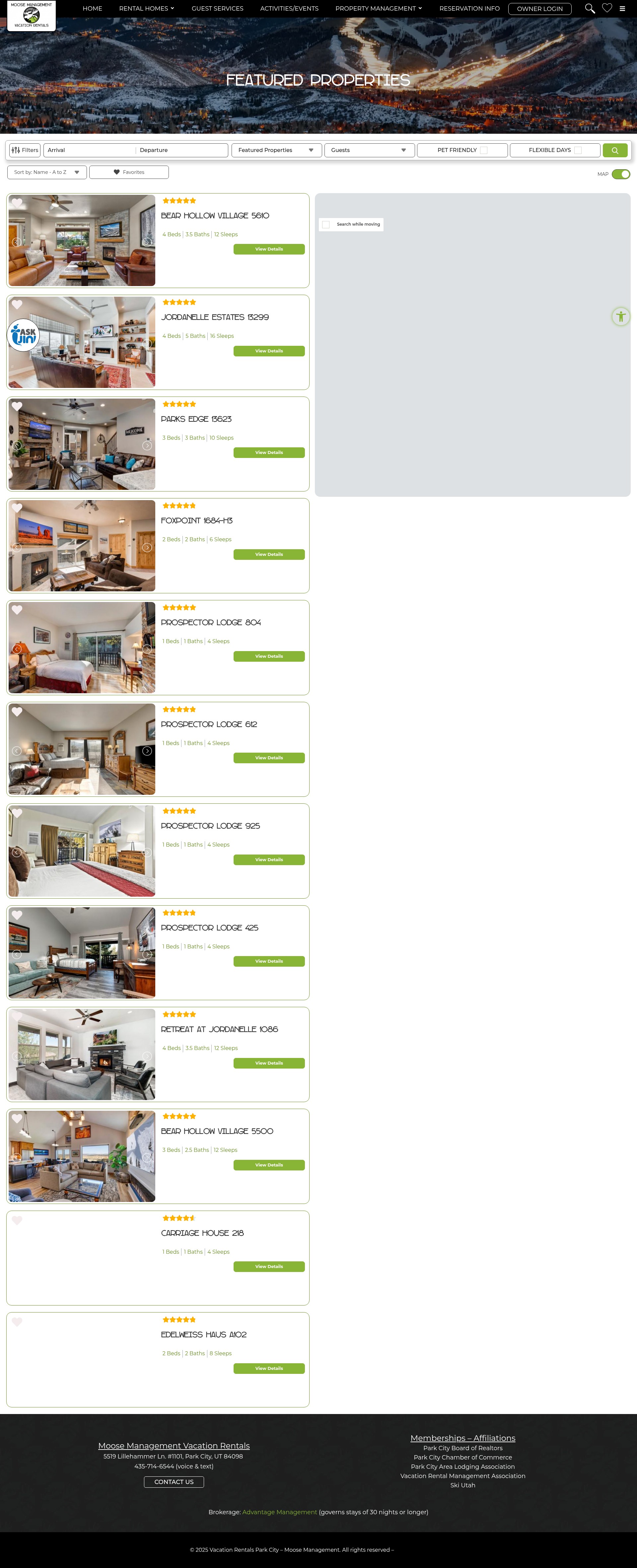 Screenshot of vacationrentalsparkcity.com