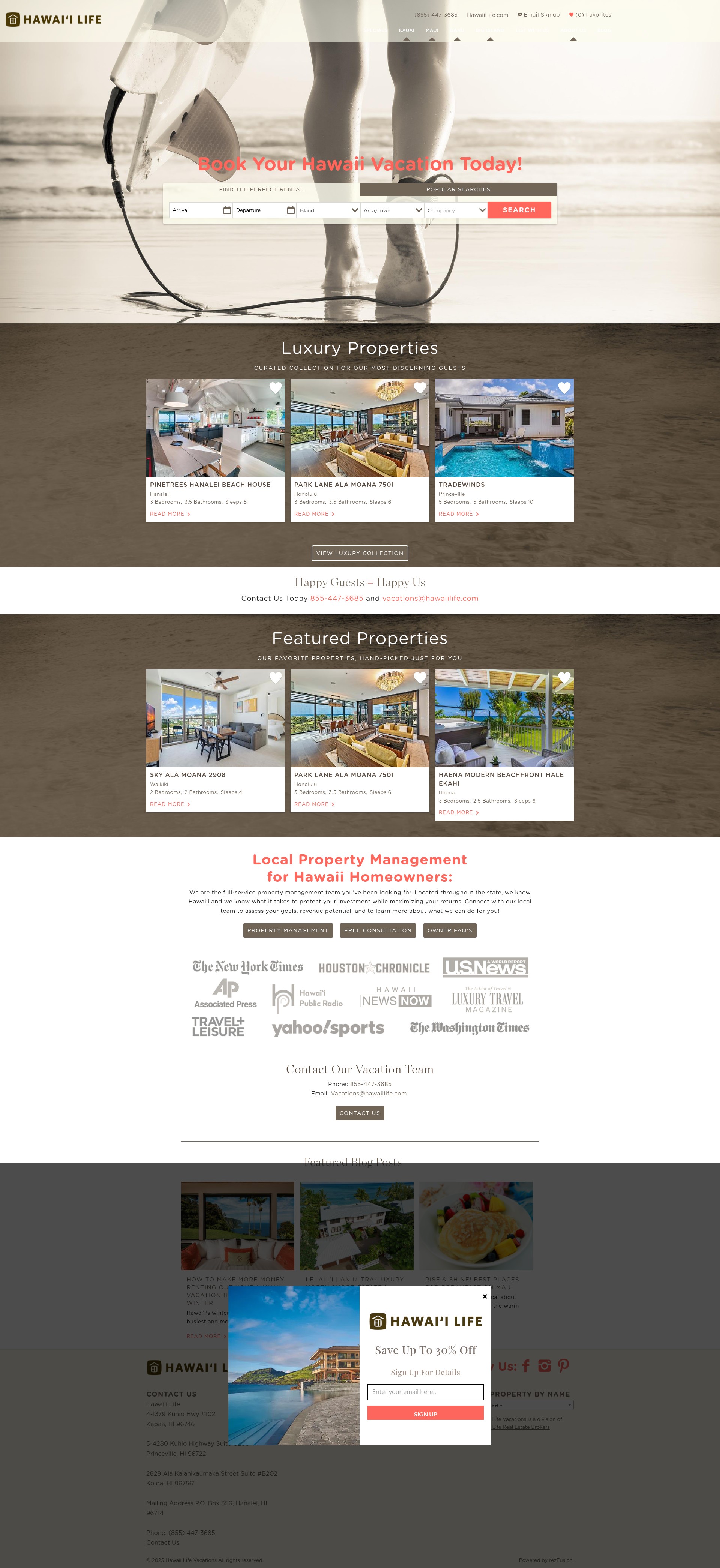 Screenshot of vacations.hawaiilife.com