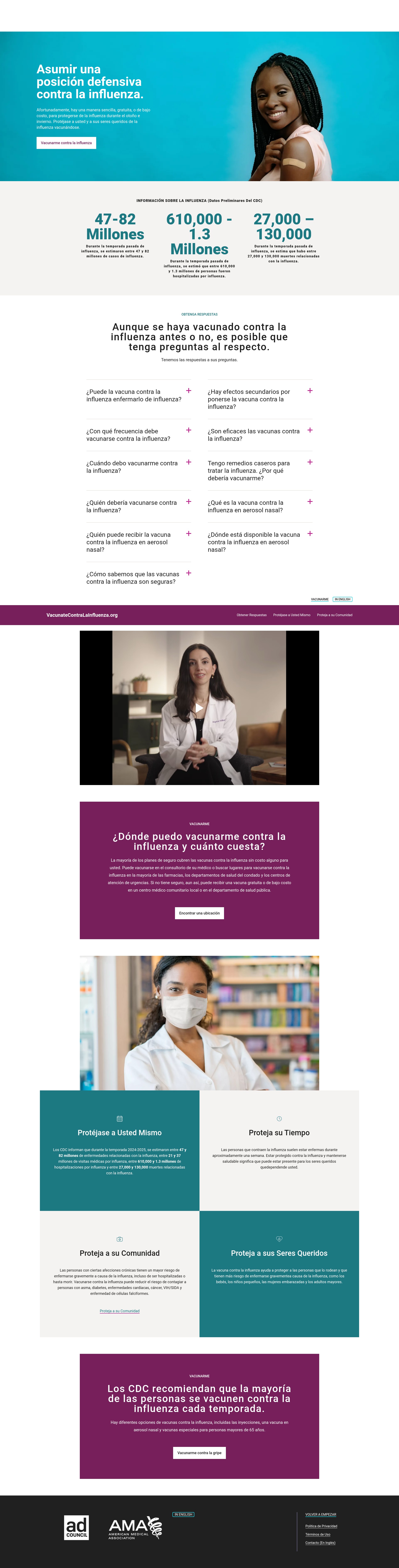 Screenshot of vacunatecontralainfluenza.org