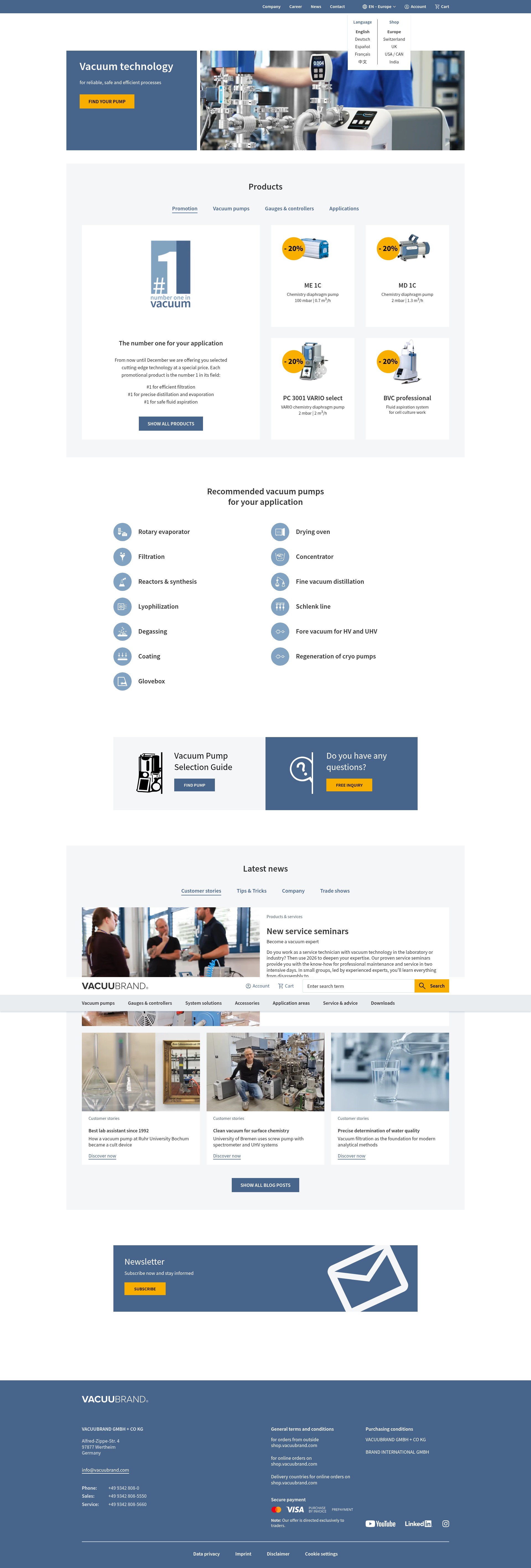 Screenshot of vacuubrand.com