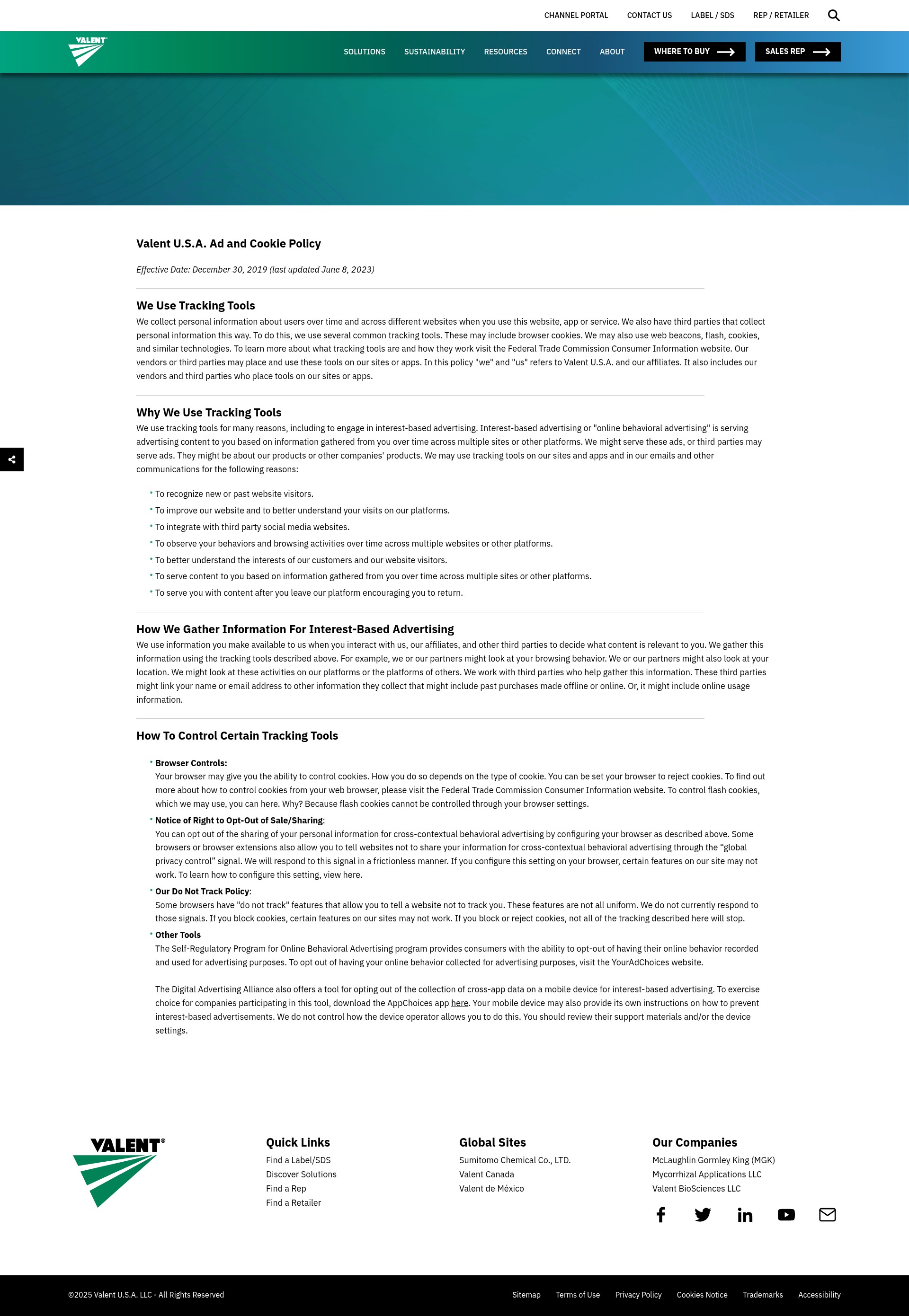 Screenshot of valent.com