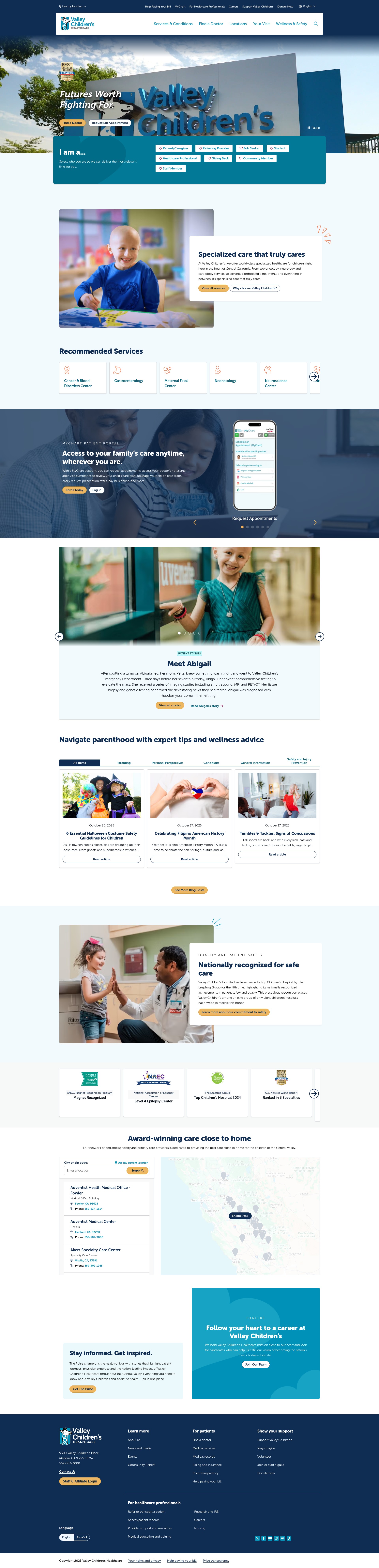 Screenshot of valleychildrens.org