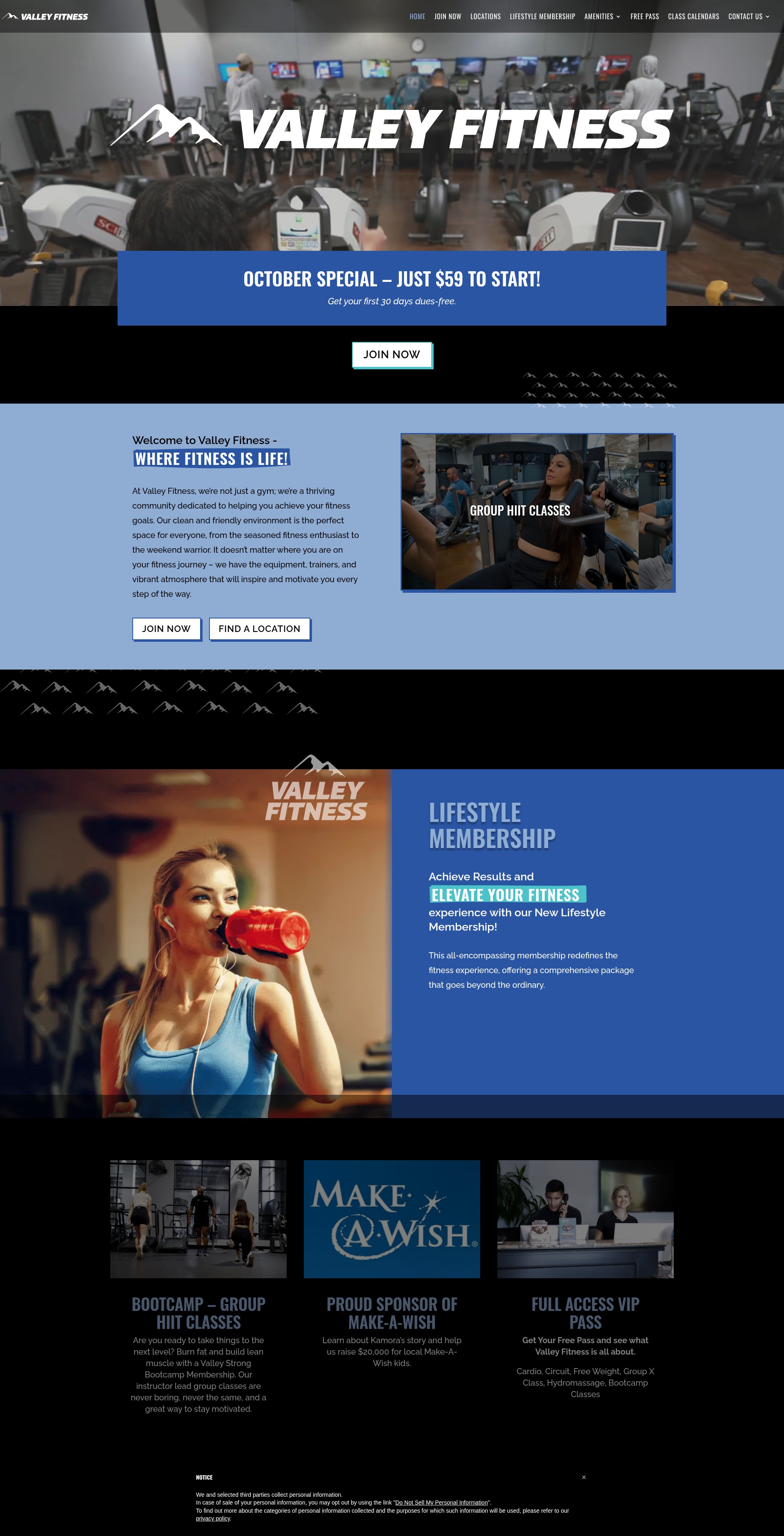 Screenshot of valleyfitness.com