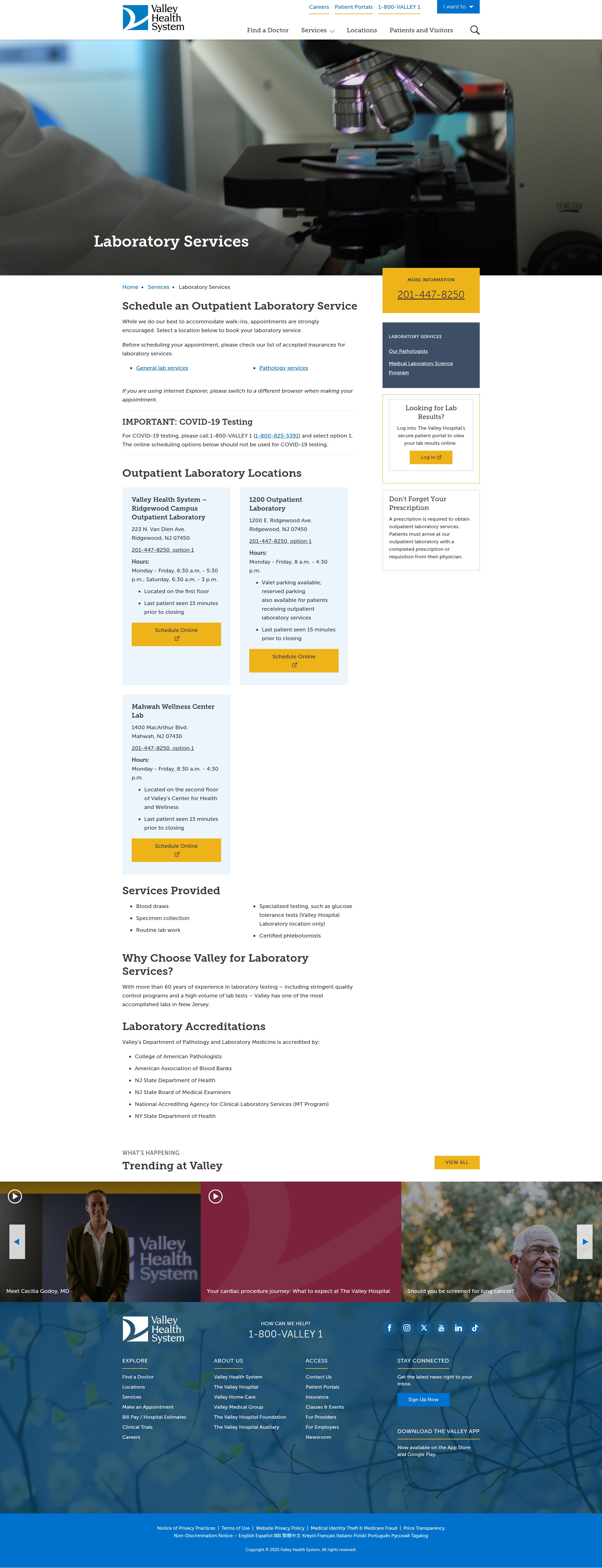 Screenshot of valleyhealth.com